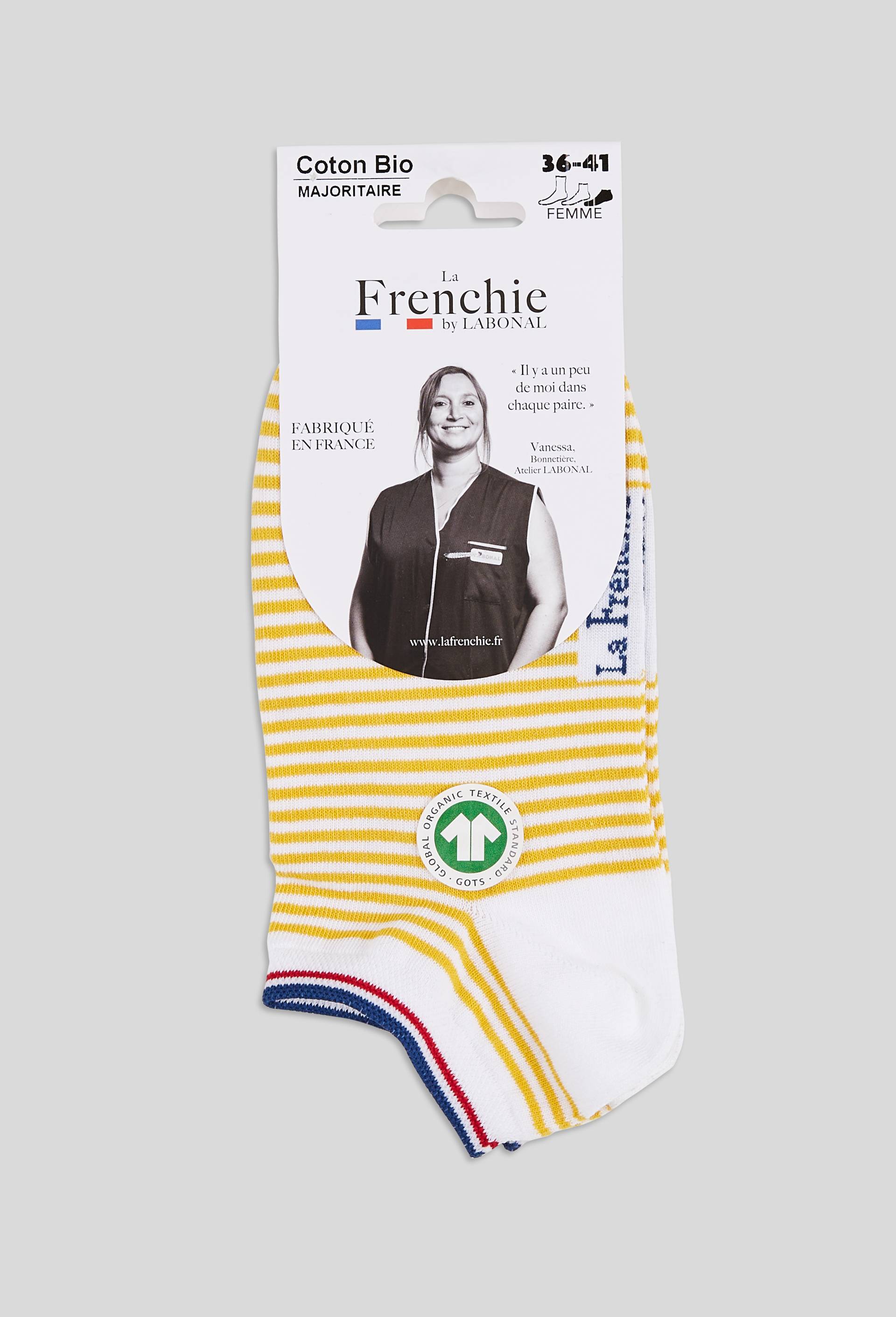 Paire de socquettes rayées en coton La Frenchie, Jaune, large image number 0