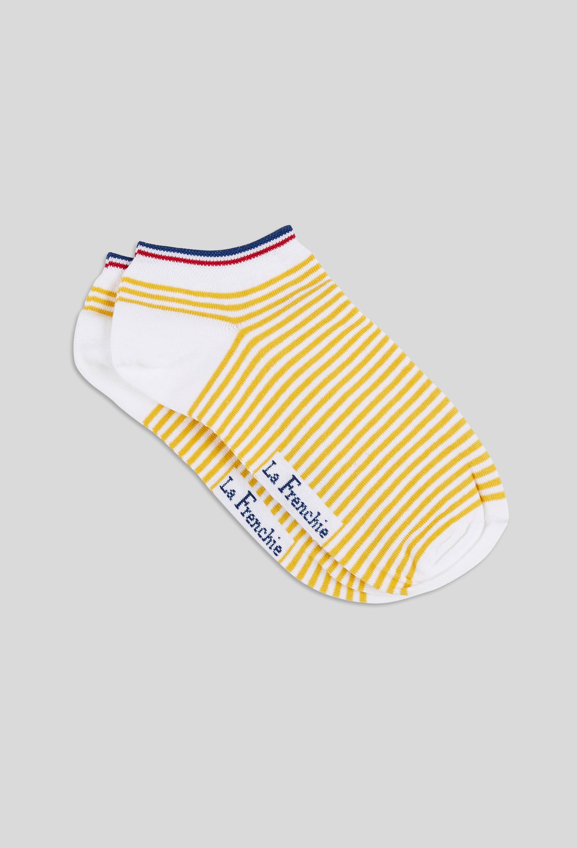 Paire de socquettes rayées en coton La Frenchie, Jaune, large image number 1