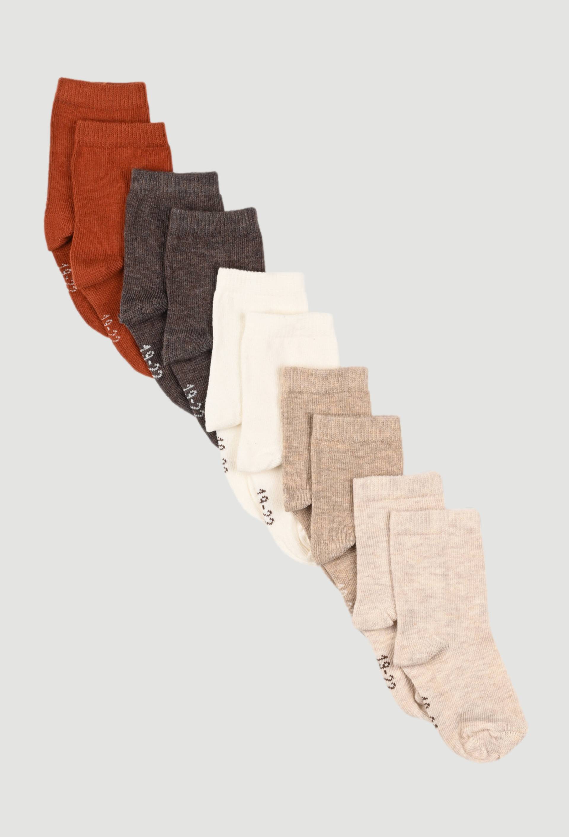 Lot de 5 paires de chaussettes unies contenant du coton BIO, Brun clair, large image number 0