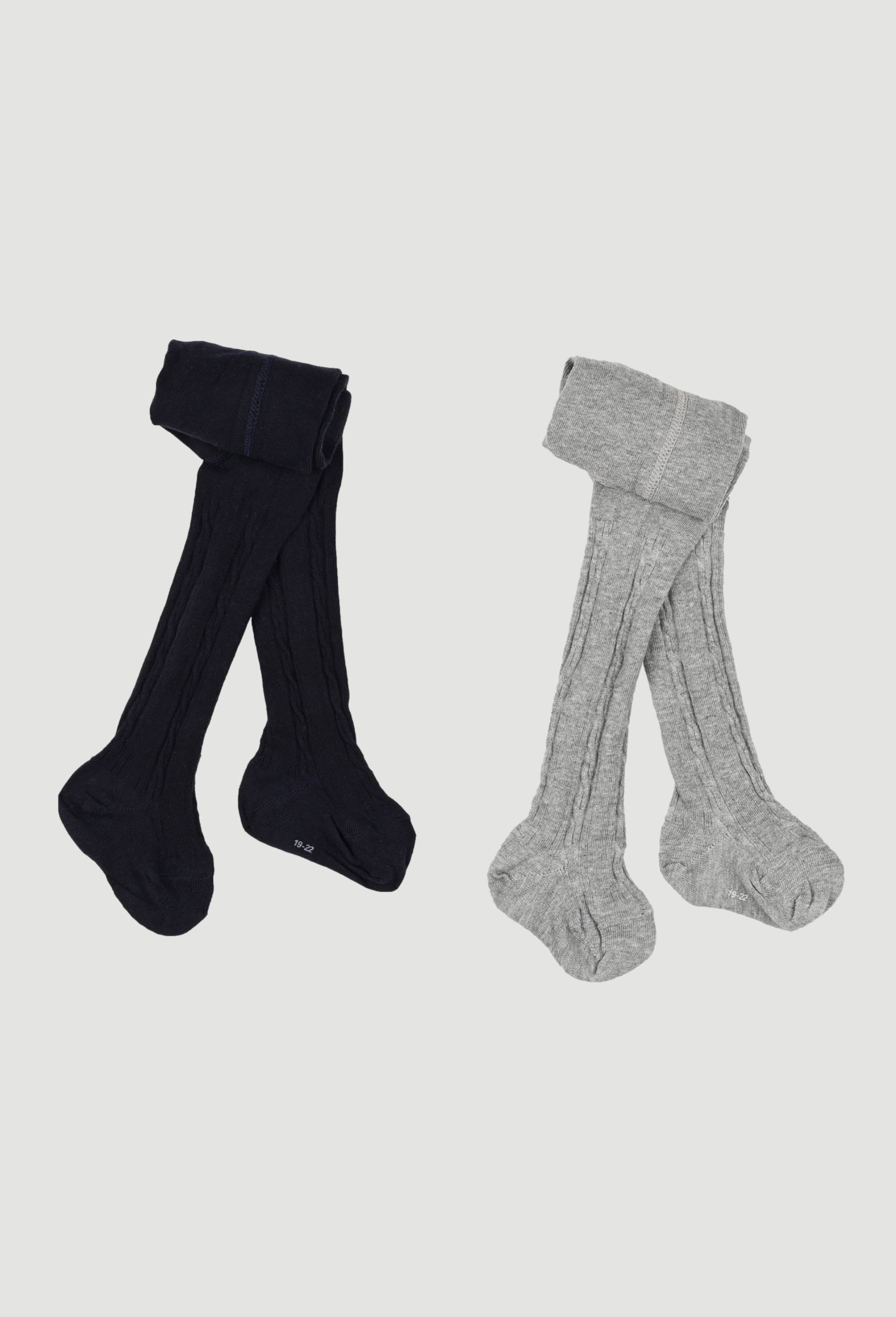 Lot de 2 paires de collants contenant du coton BIO, Bleu fonc&eacute;, large image number 0.0