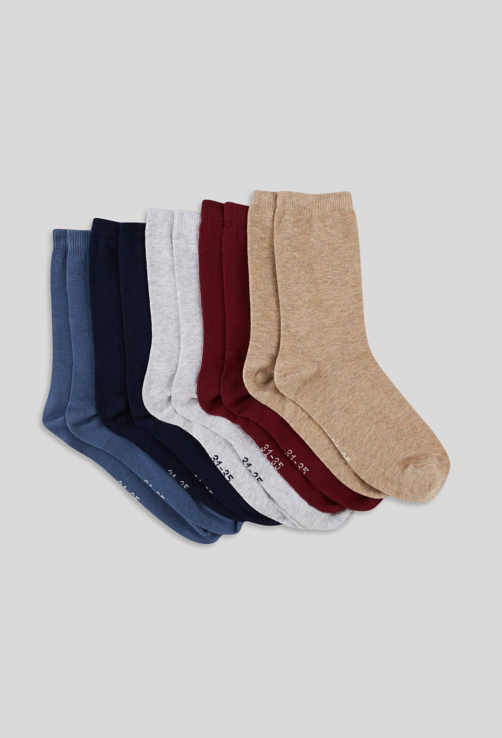 Lot de 5 paires de chaussettes unies contenant du coton BIO, Rouge fonc&eacute;, large image number 0
