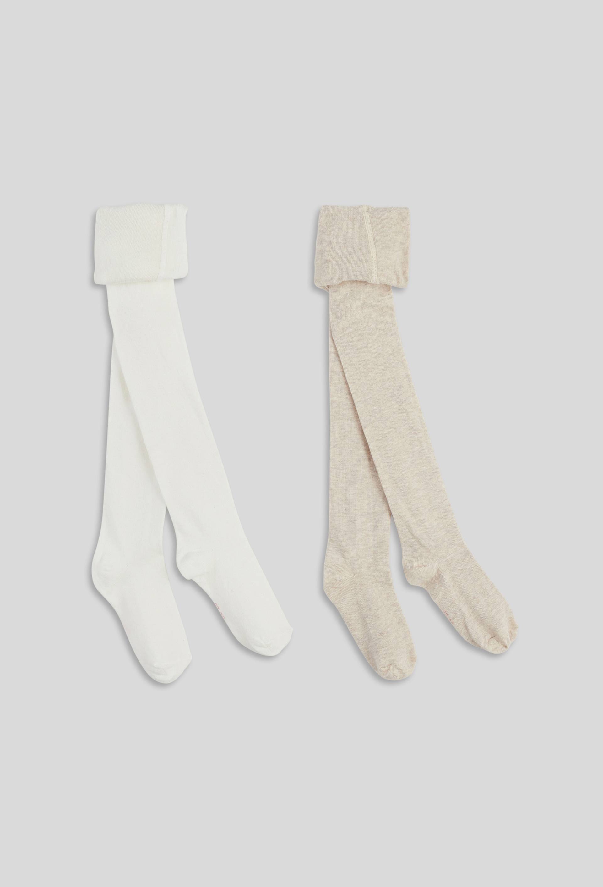 Lot de 2 paires de collants contenant du coton BIO GOTS, Brun clair, large image number 0
