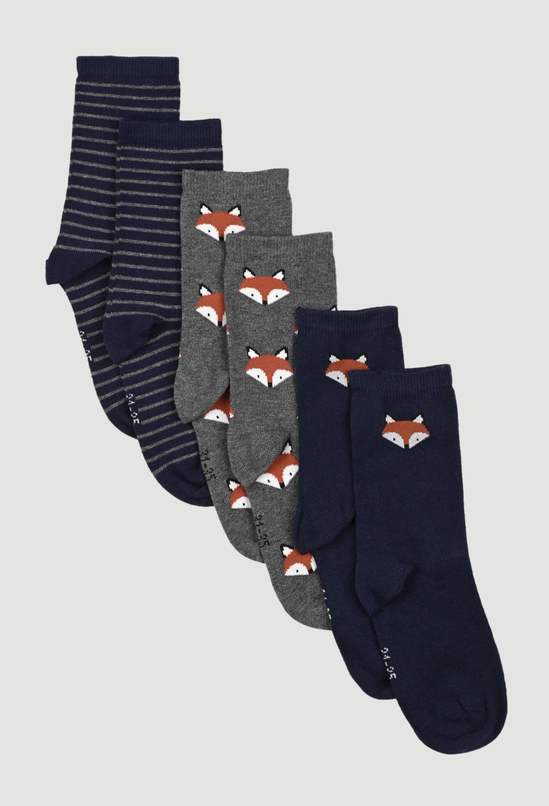 Lot de 3 paires de chaussettes &agrave; motifs contenant du coton BIO, Bleu fonc&eacute;, large image number 1
