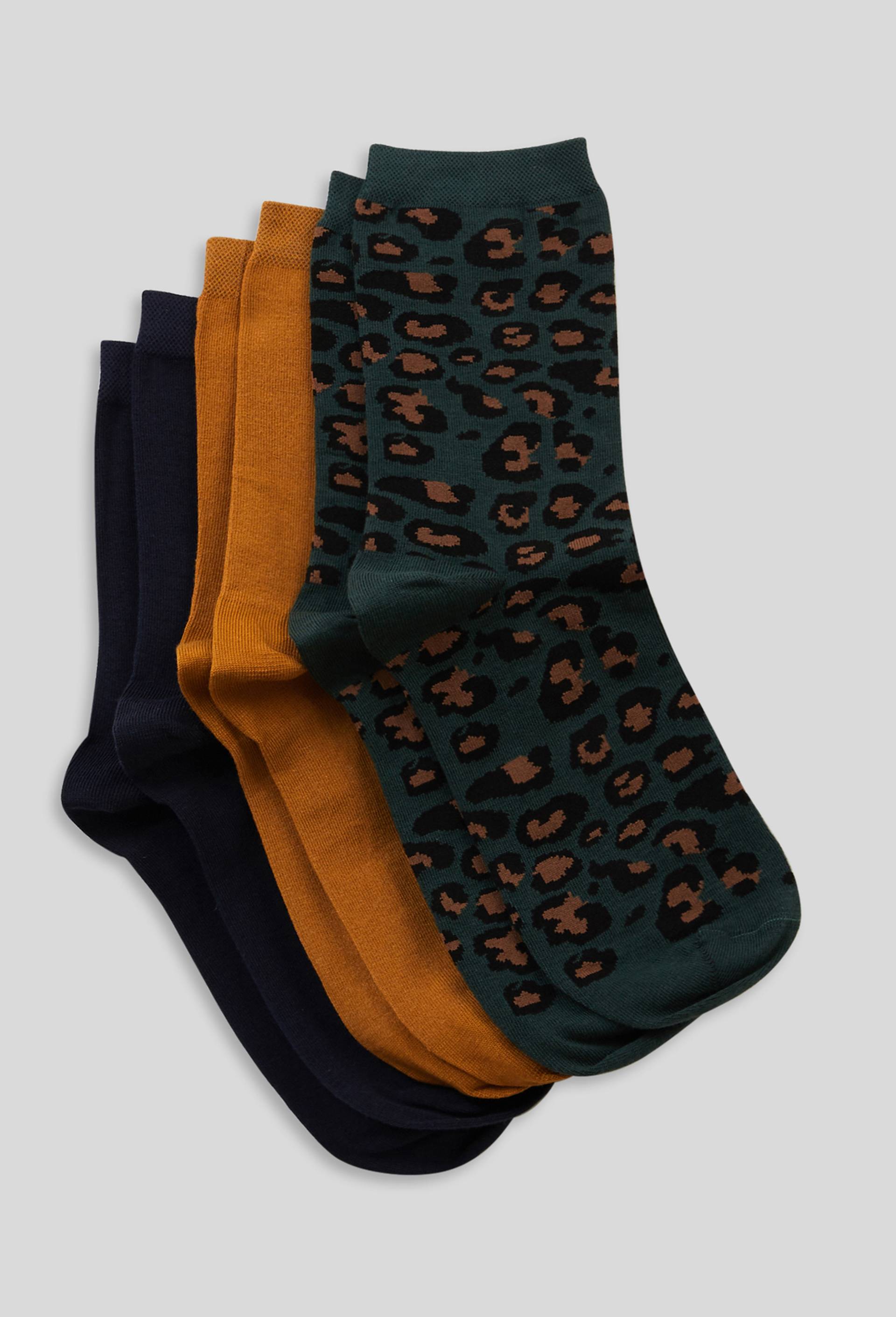Lot de 3 paires de chaussettes fantaisie &agrave; motifs l&eacute;opard en coton, Brun clair, large image number 0