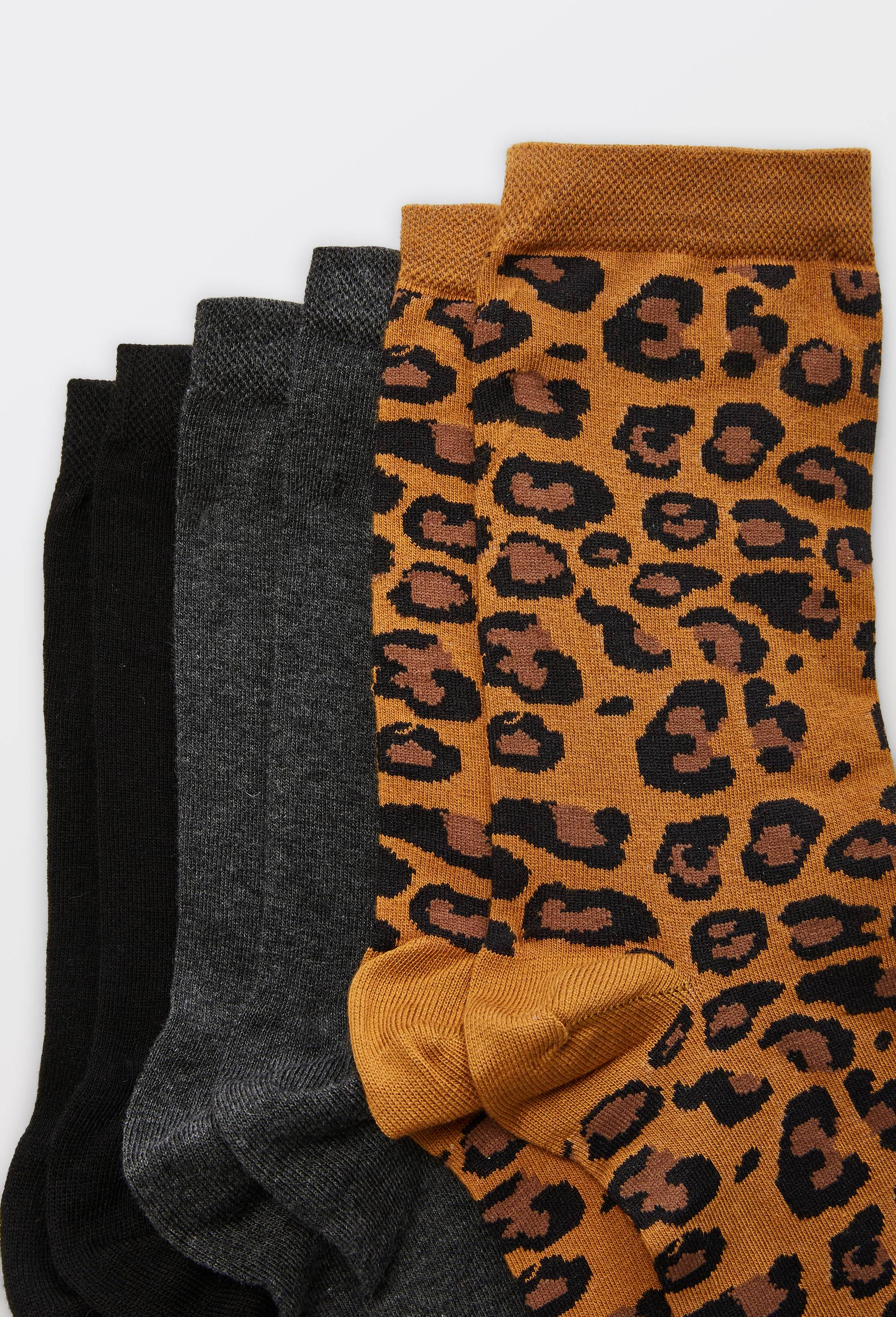 Lot de 3 paires de chaussettes fantaisie &agrave; motifs l&eacute;opard en coton, Brun clair, large image number 3.0