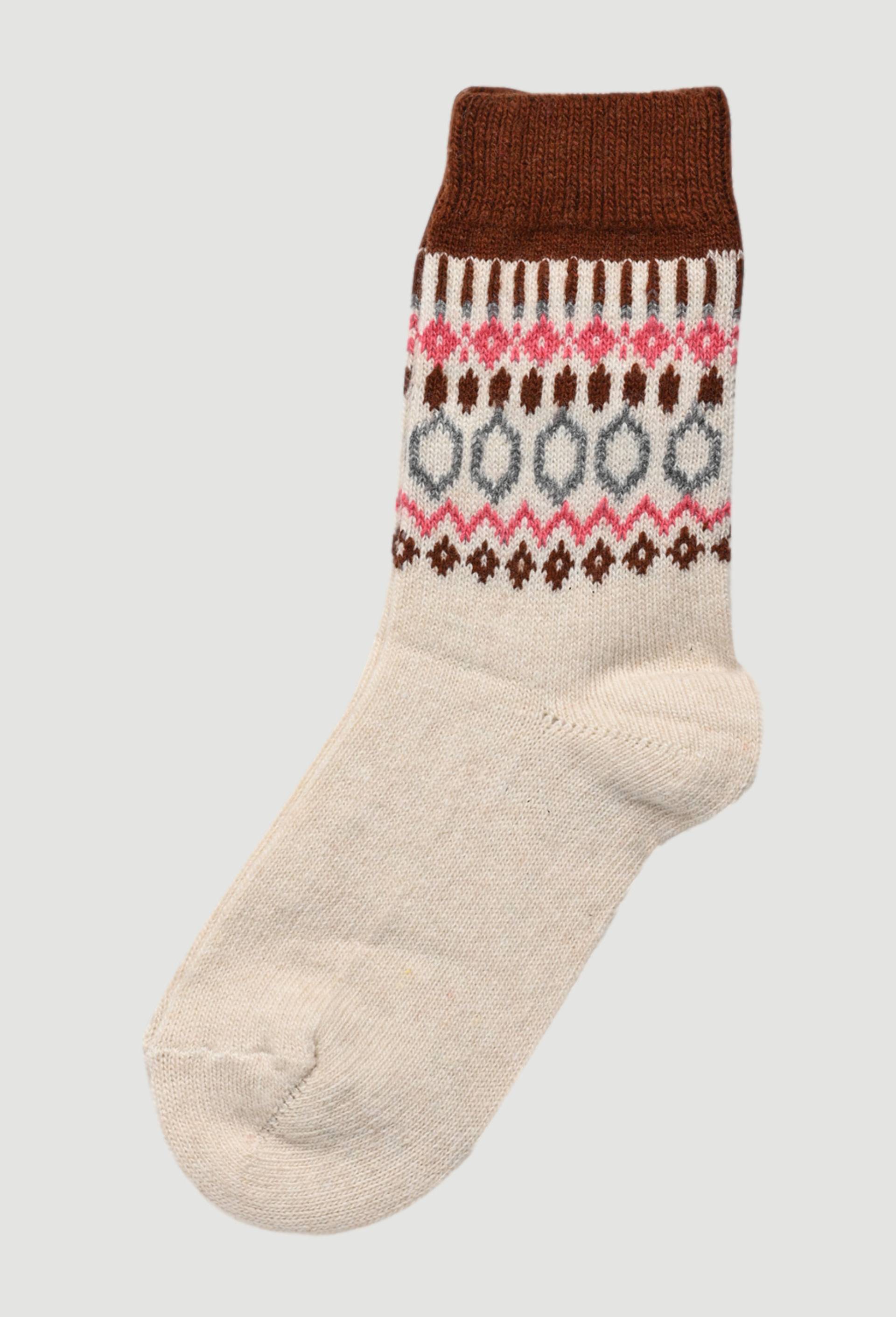 Paire de chaussette fantaisie contenant du cachemire, Ecru, large image number 1