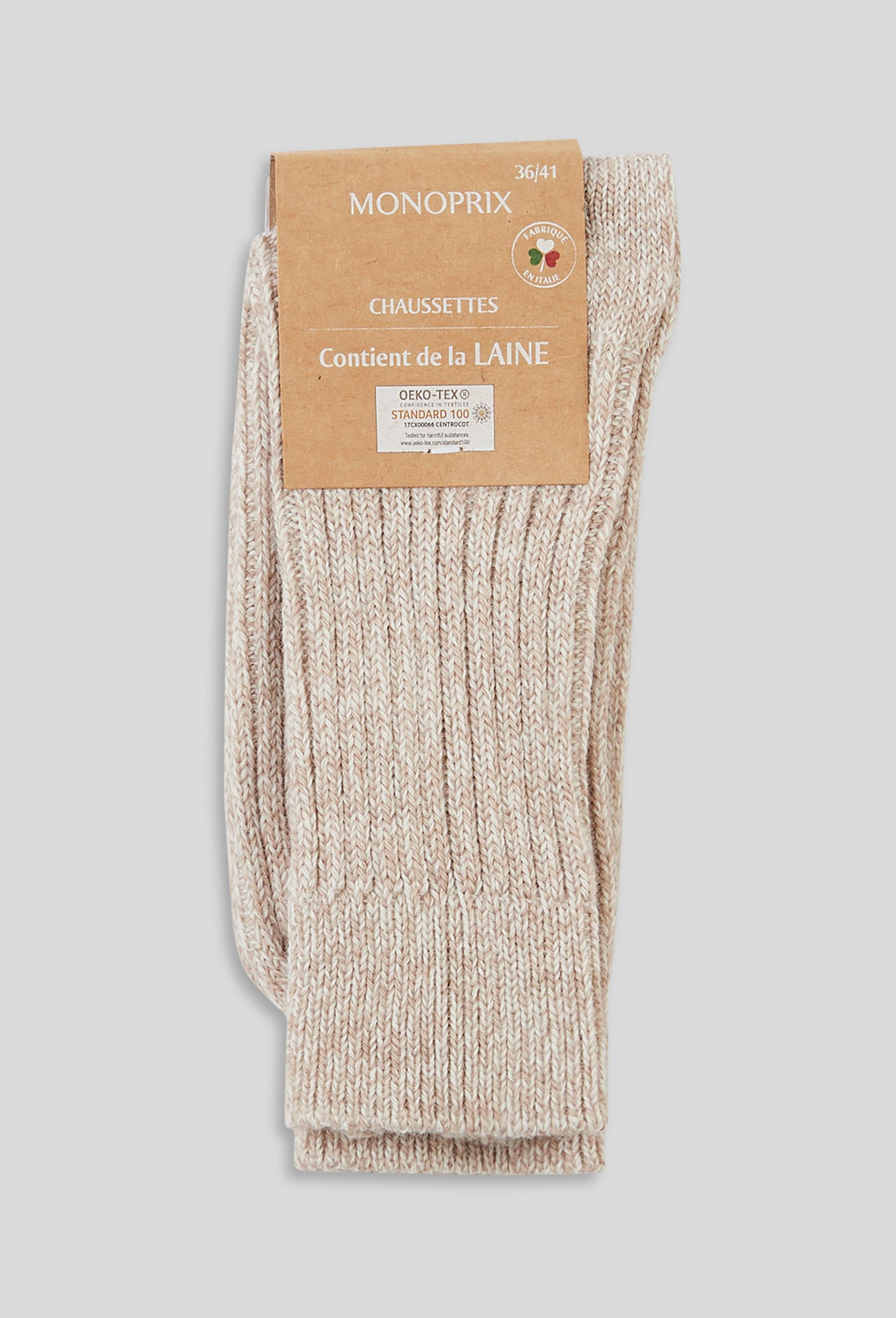 Chaussettes en Laine, Beige, large image number 0.0