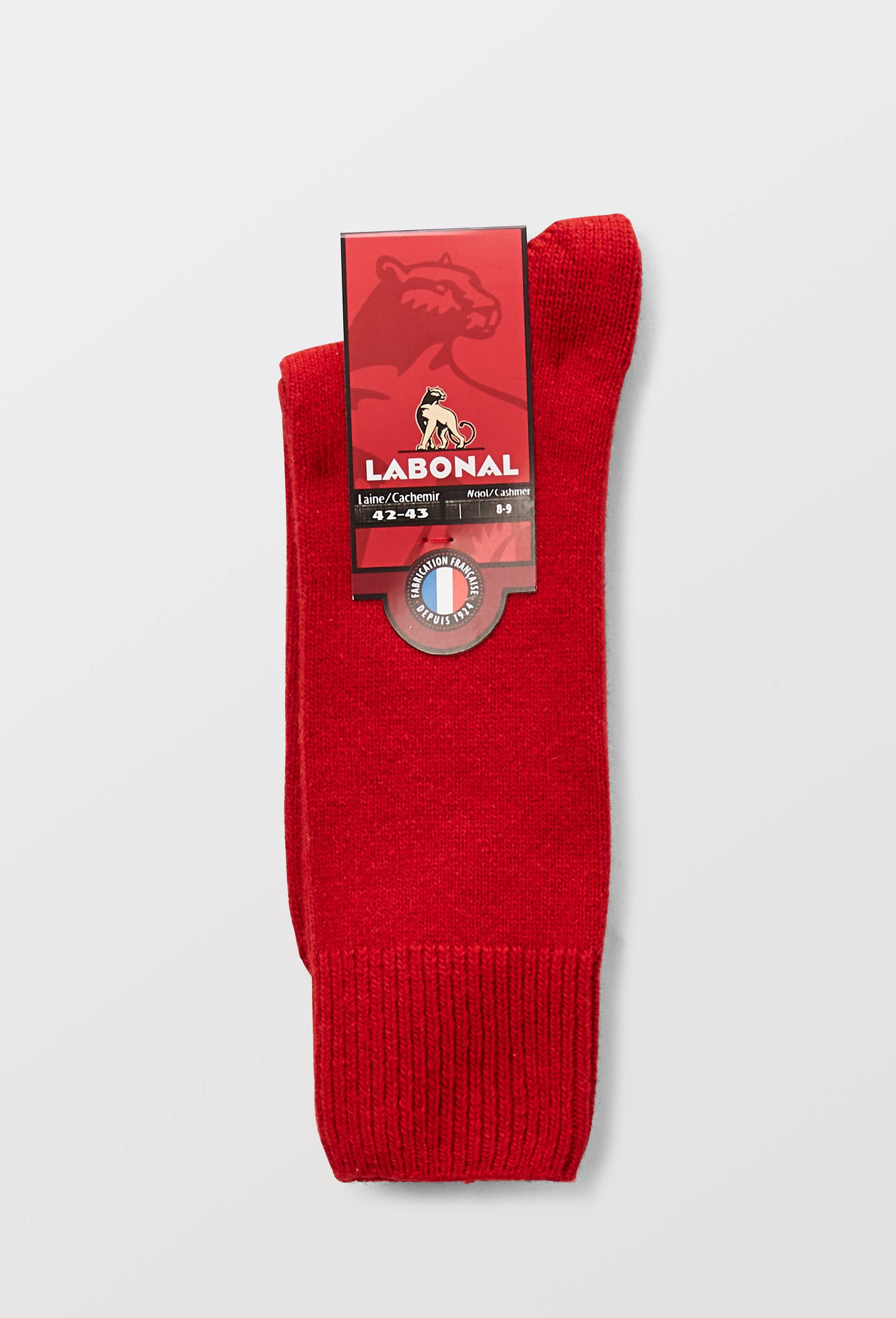 Paire de chaussette en laine et contenant du cachemire Labonal, Rouge, large image number 2.0