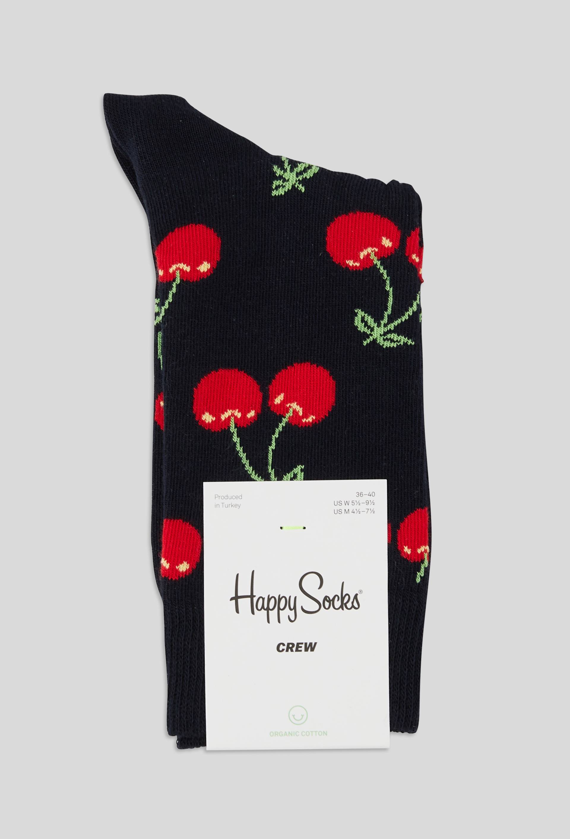 Paire de chaussettes &agrave; motif cerises en coton HAPPY SOCKS, Bleu fonc&eacute;, large image number 0