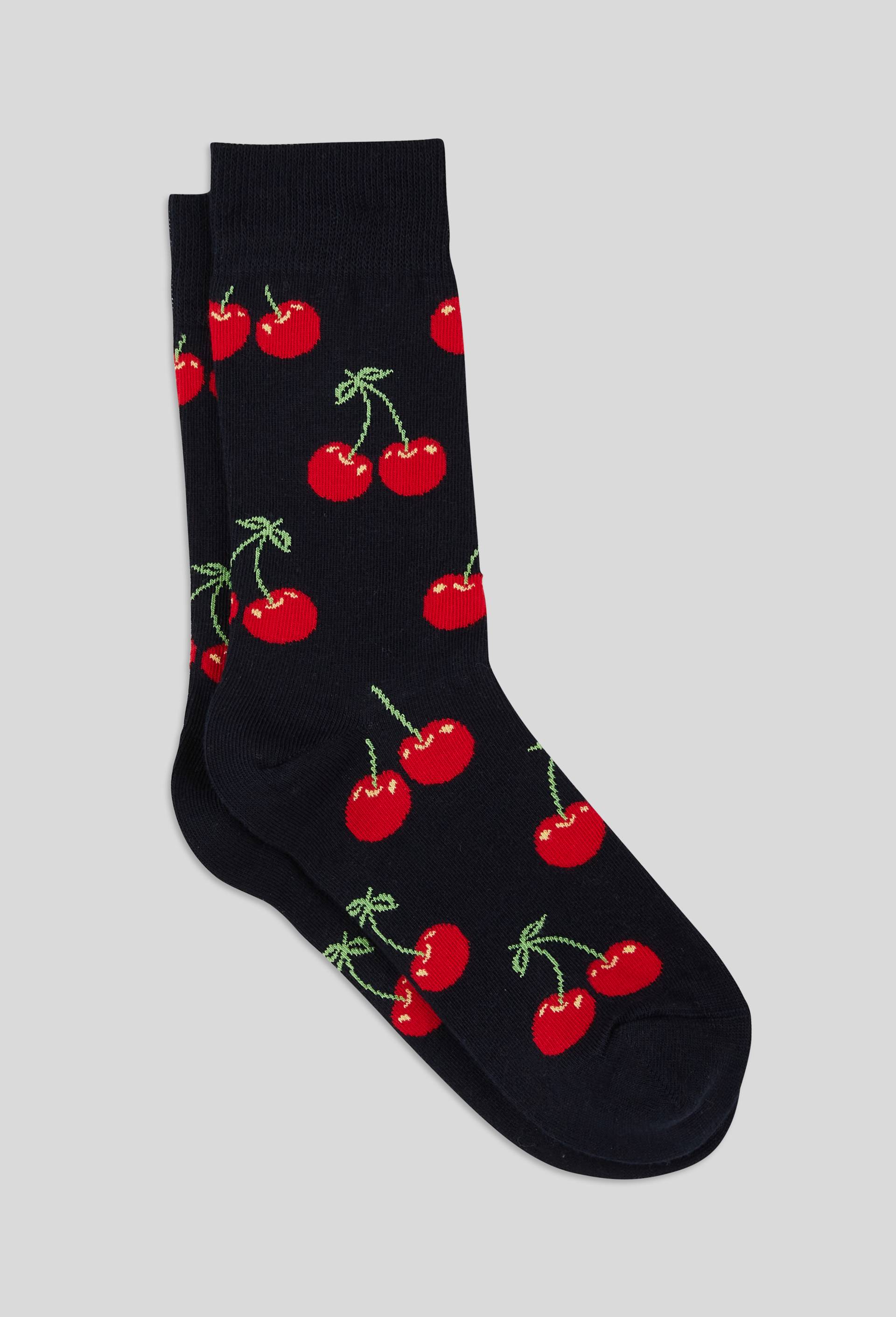 Paire de chaussettes &agrave; motif cerises en coton HAPPY SOCKS, Bleu fonc&eacute;, large image number 1.0