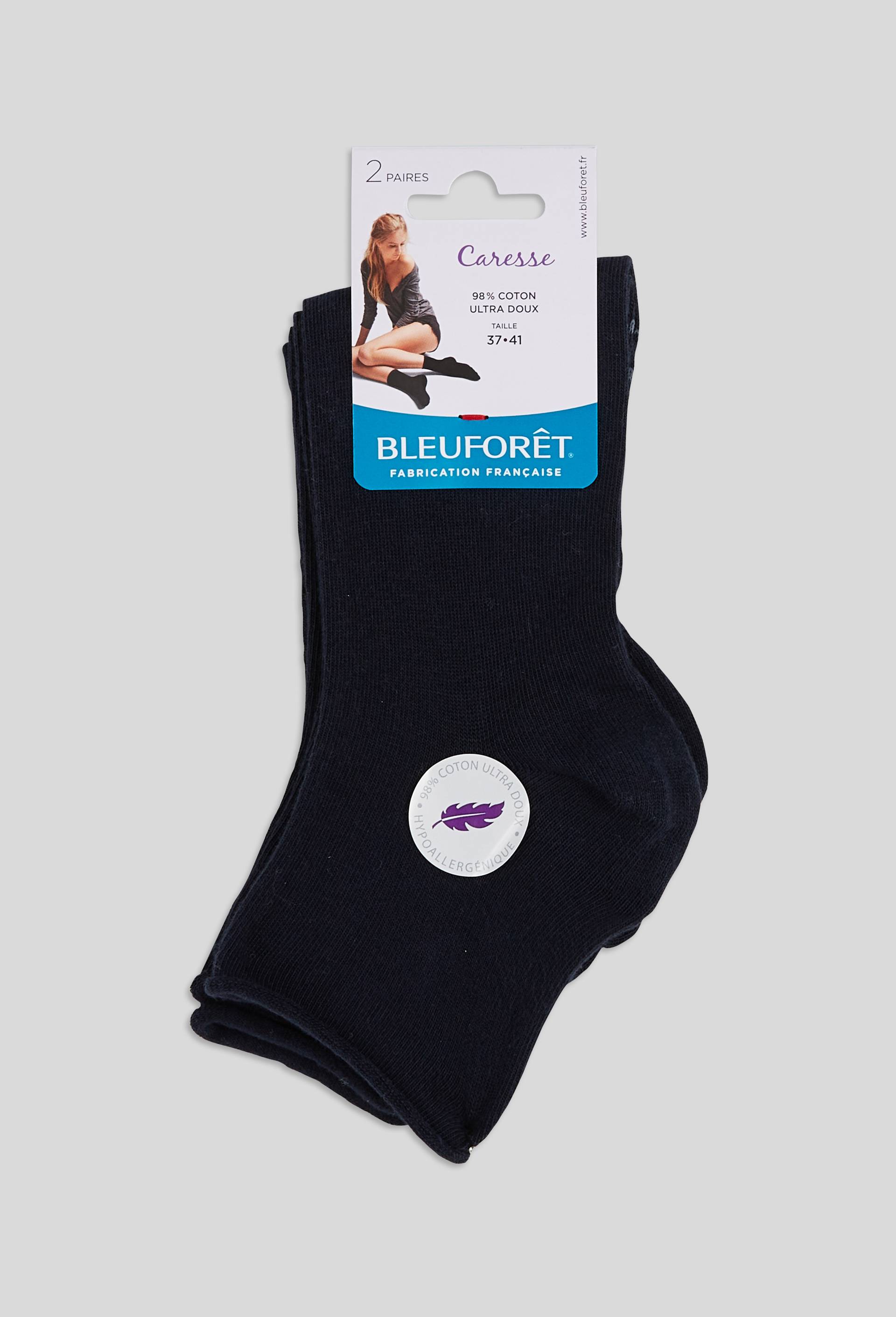 Lot de 2 socquettes en coton Bleufor&ecirc;t, Bleu fonc&eacute;, swatch image