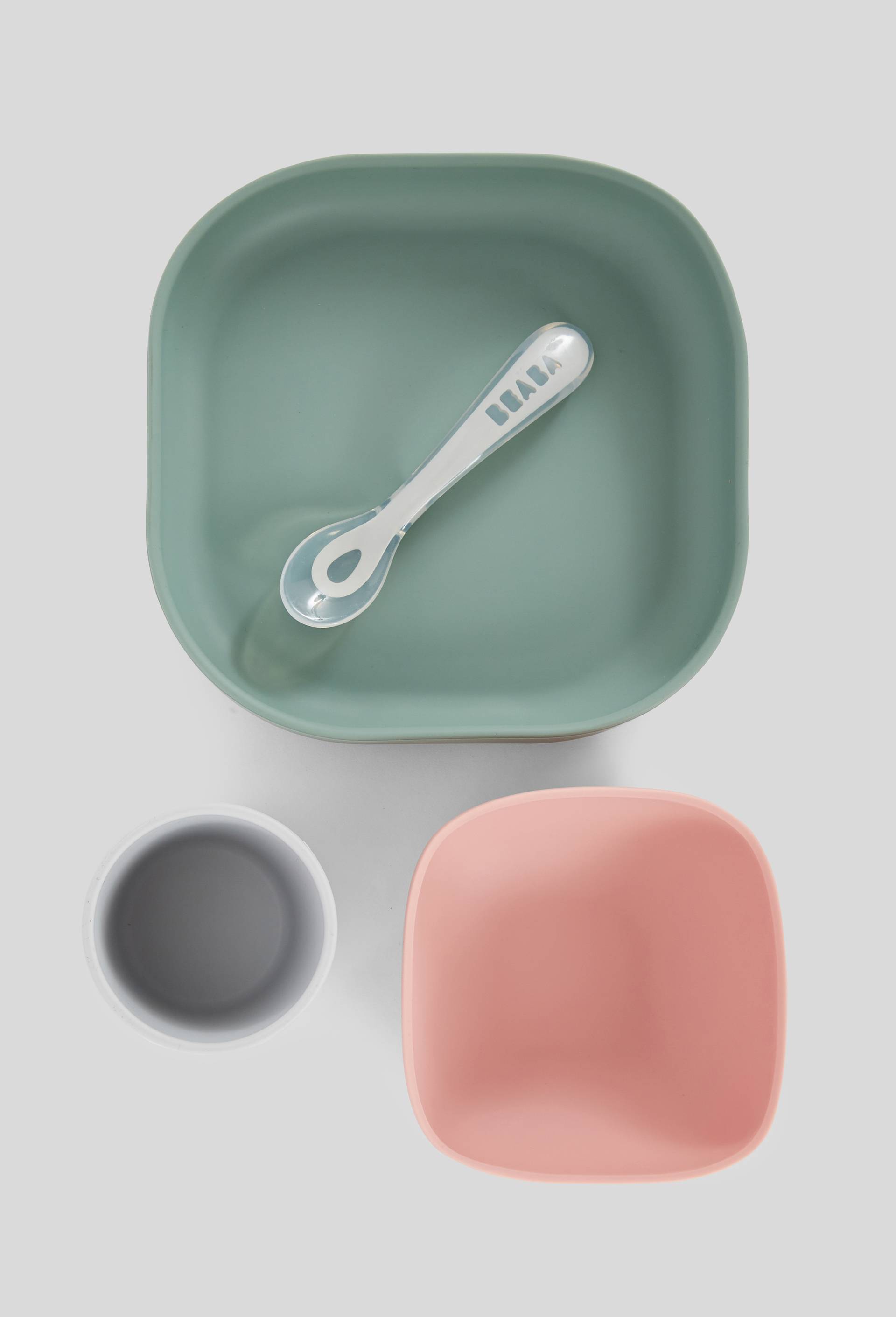 Coffret repas silicone 4 pi&egrave;ces, Vert fonc&eacute;, large image number 0