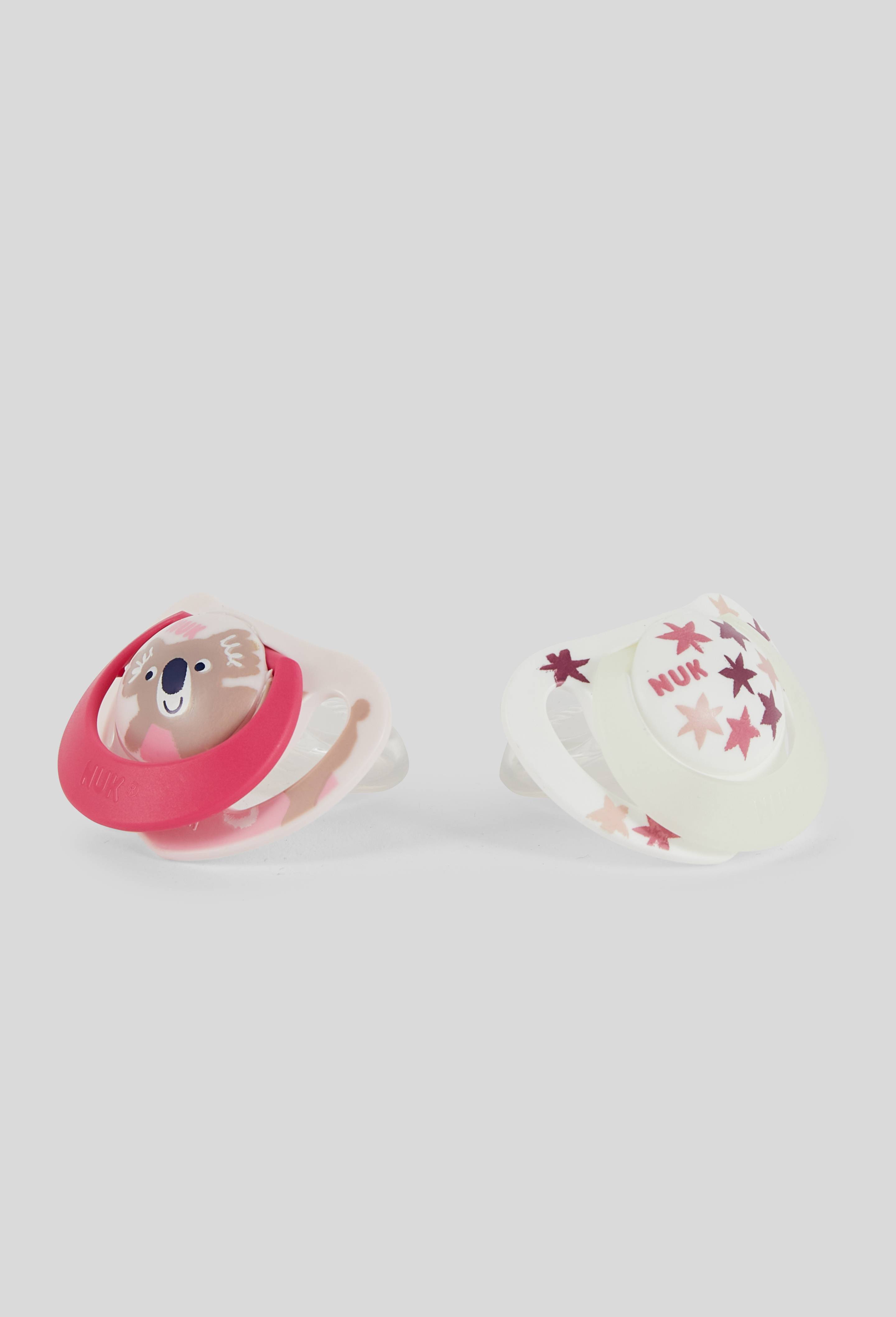 Lot de 2 sucettes 18 mois, Rose fonc&eacute;, large image number 0.0