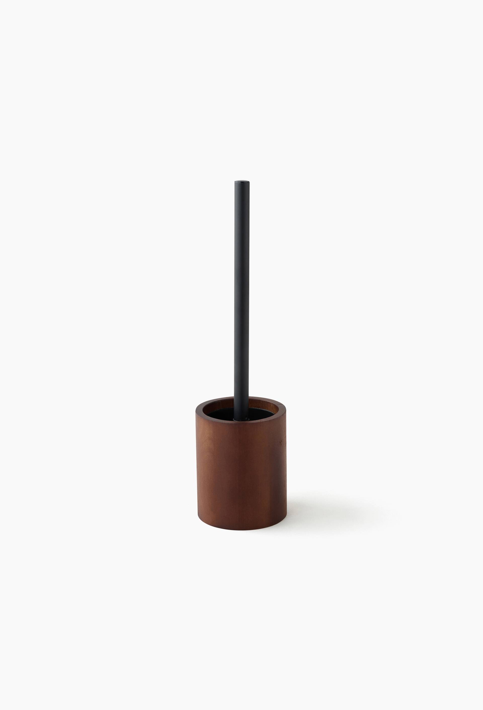 Porte-balai de toilette 36.5x10cm, en bois fonc&eacute;, , large image number 0