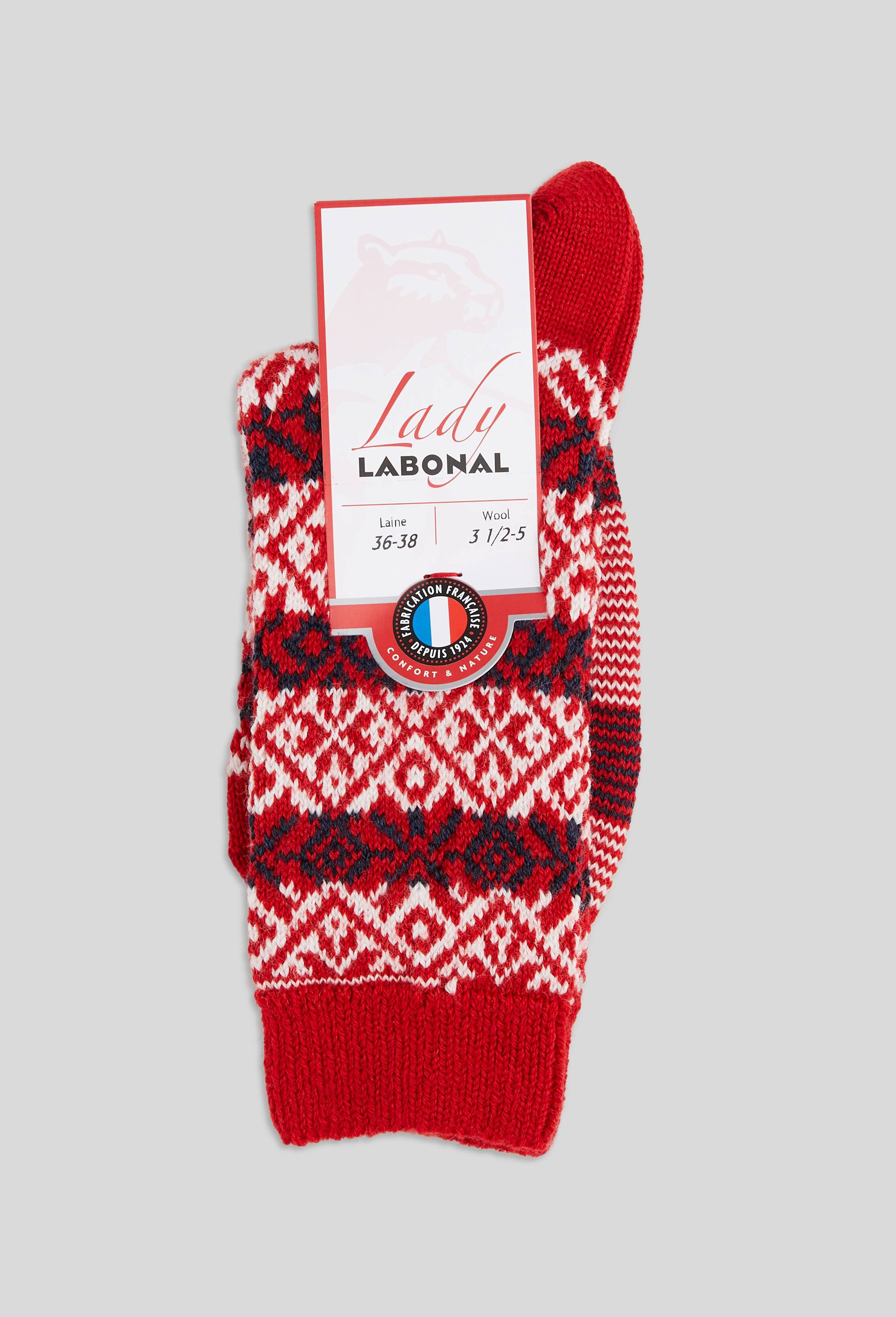 Paire de chaussettes à carreaux en laine Labonal, Rouge, swatch image