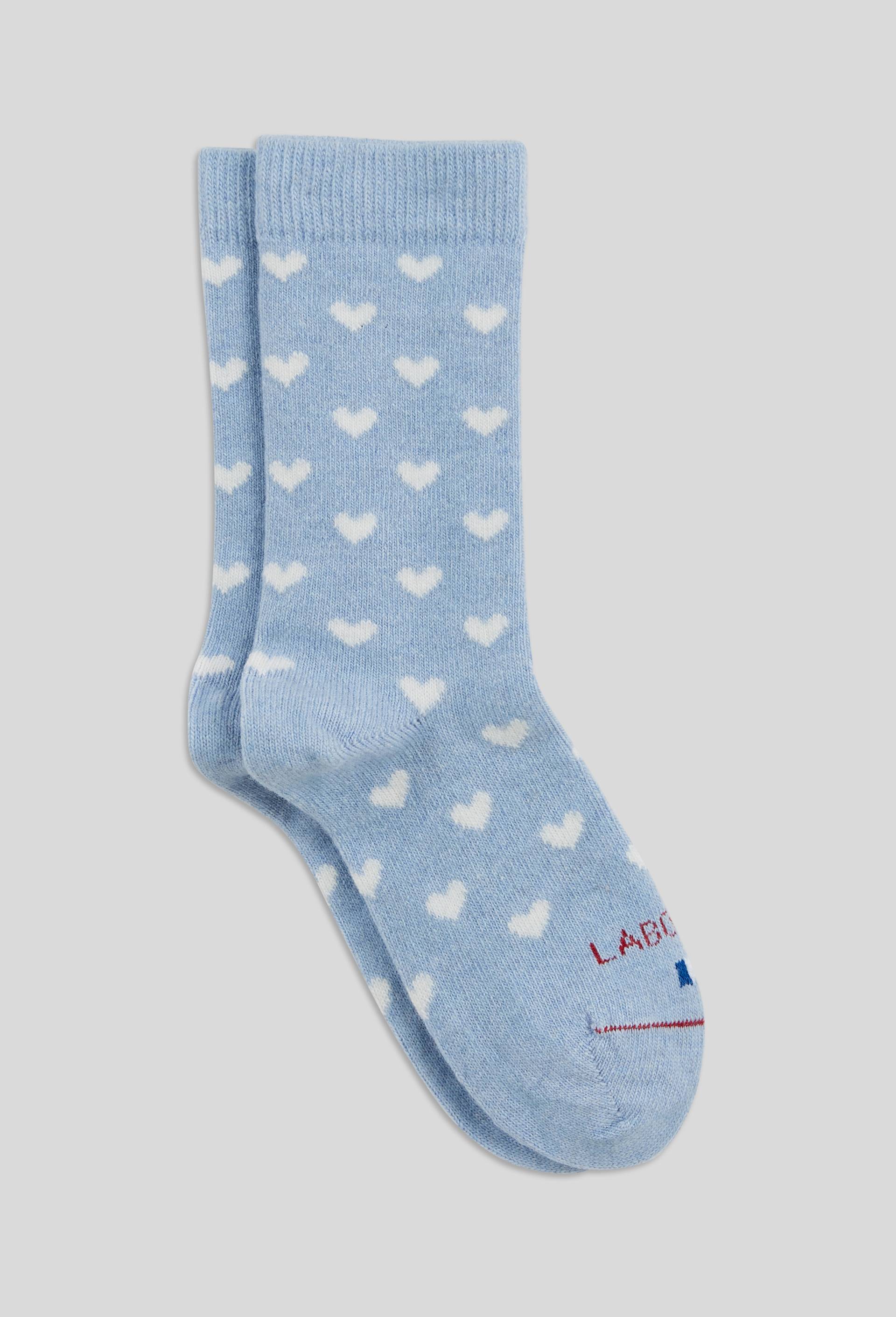 Paire de chaussettes à coeurs en laine Labonal, BLEU, large image number 1.0
