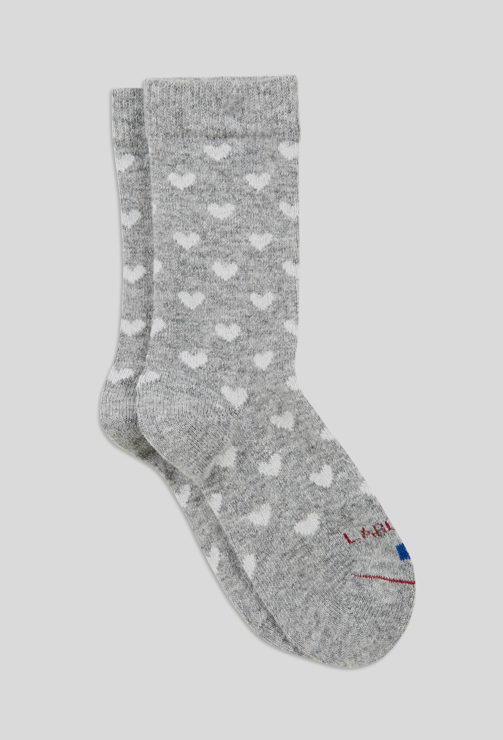 Paire de chaussettes &agrave; coeurs en laine Labonal, Gris, large image number 1