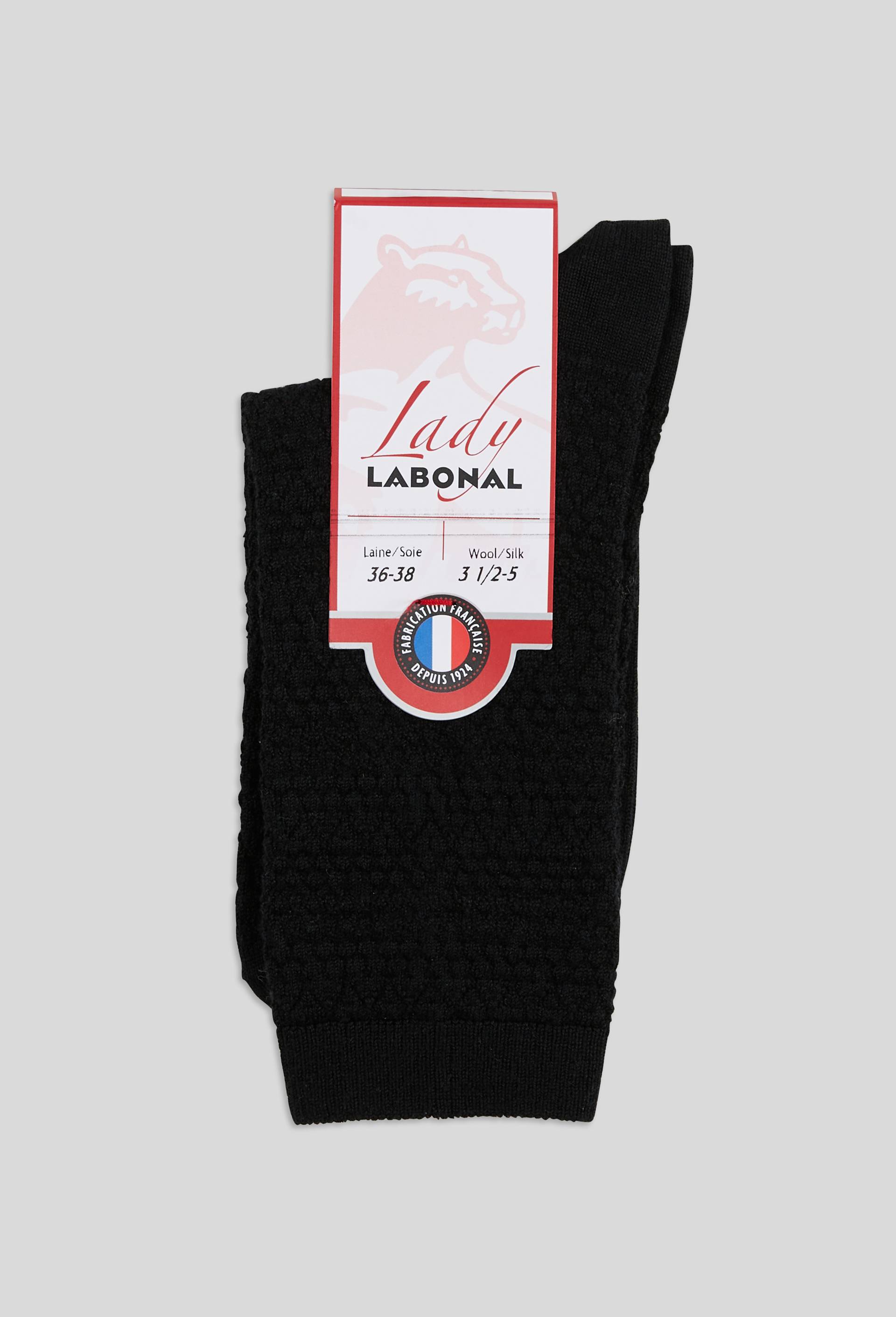 Paire de chaussettes en laine et soie Labonal, Noir, large image number 0