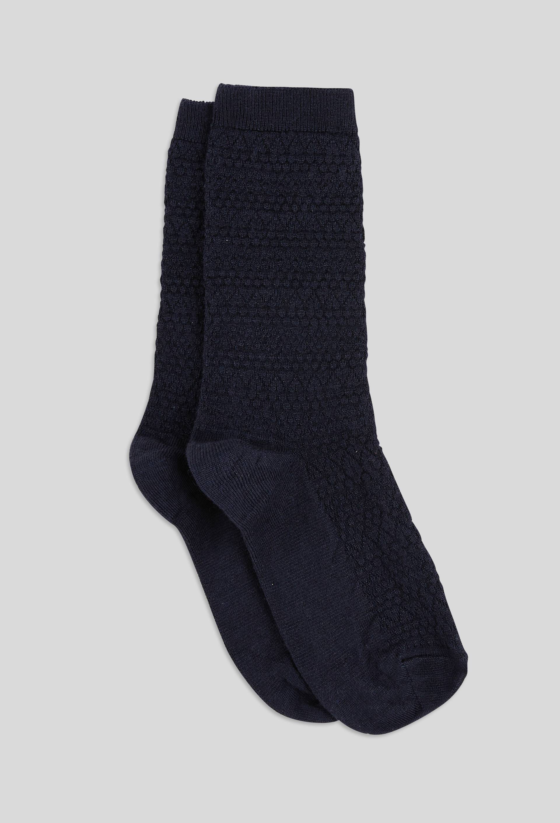 Paire de chaussettes en laine et soie Labonal, Bleu fonc&eacute;, large image number 1