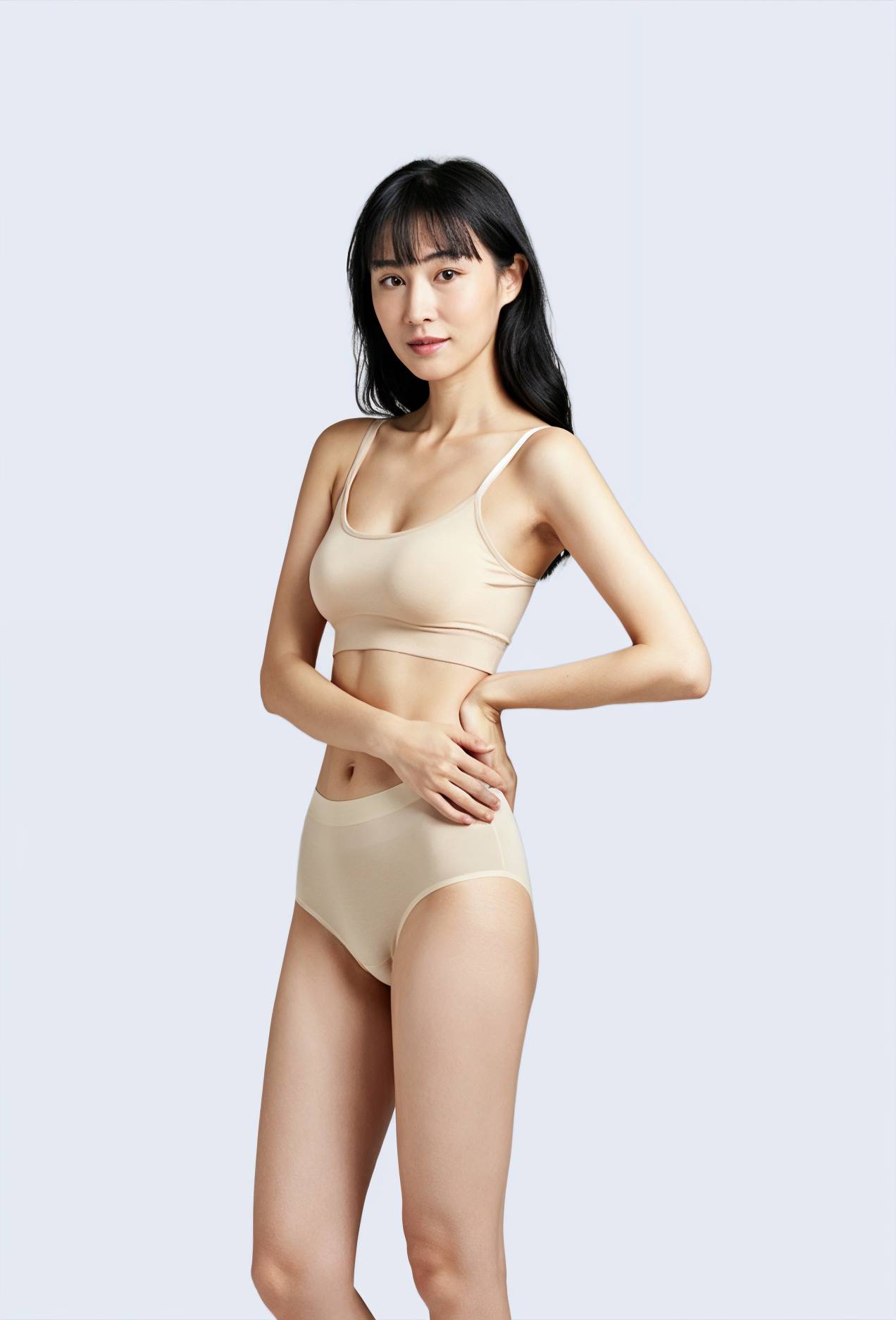 Brassière sans coutures avec coques amovibles et agrafage dos, Rose clair, swatch image