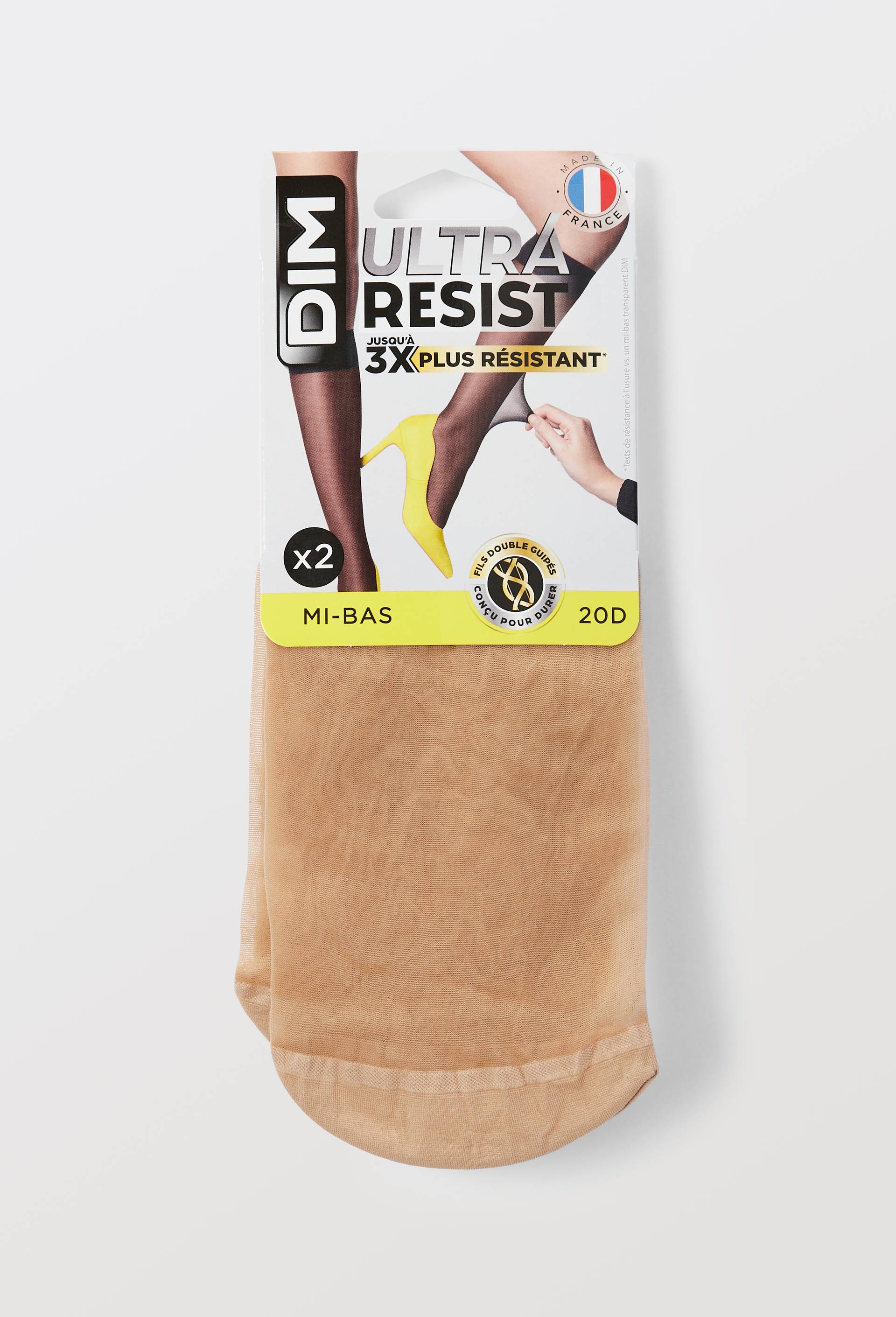 Lot de 2 paires de mi bas voile ULTRA RESIST DIM, certifi&eacute; OEKO-TEX, Brun clair, large image number 1