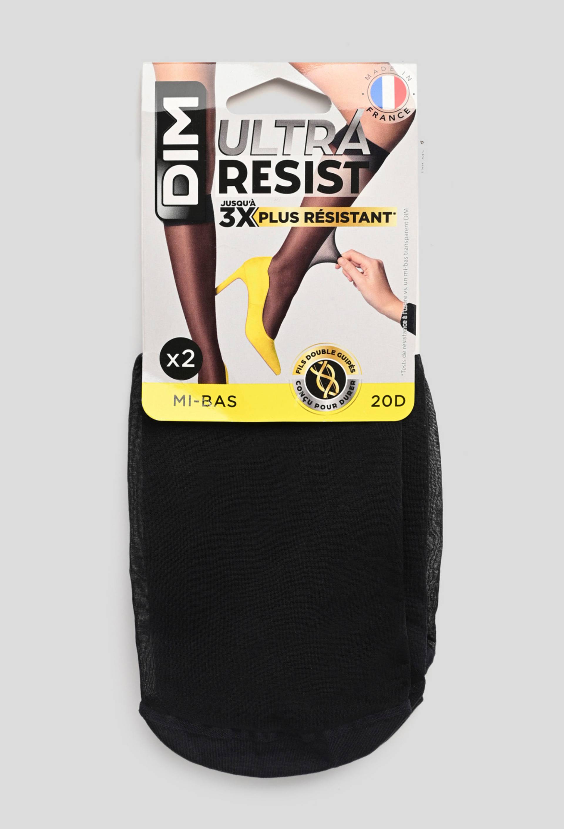 Lot de 2 paires de mi bas voile ULTRA RESIST DIM, certifi&eacute; OEKO-TEX, Noir, large image number 0