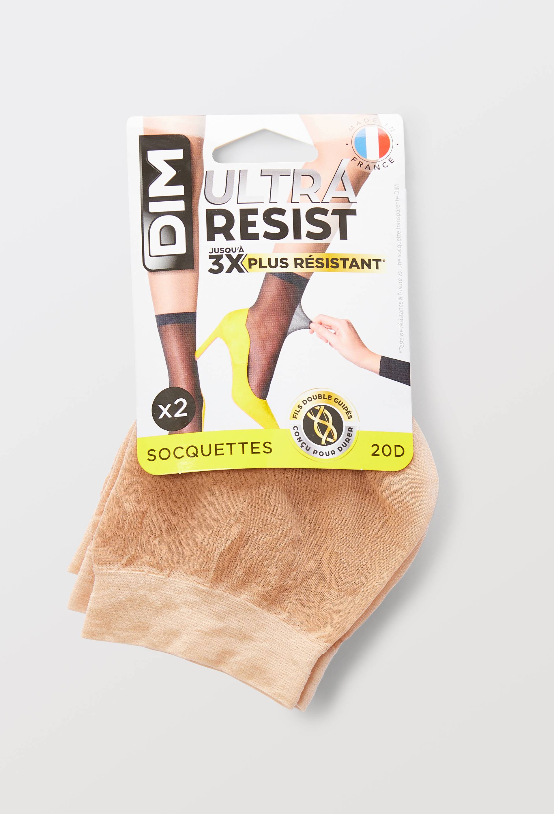 Lot de 2 paires de socquettes voile ULTRA RESIST DIM, certifi&eacute; OEKO-TEX, Brun clair, large image number 1