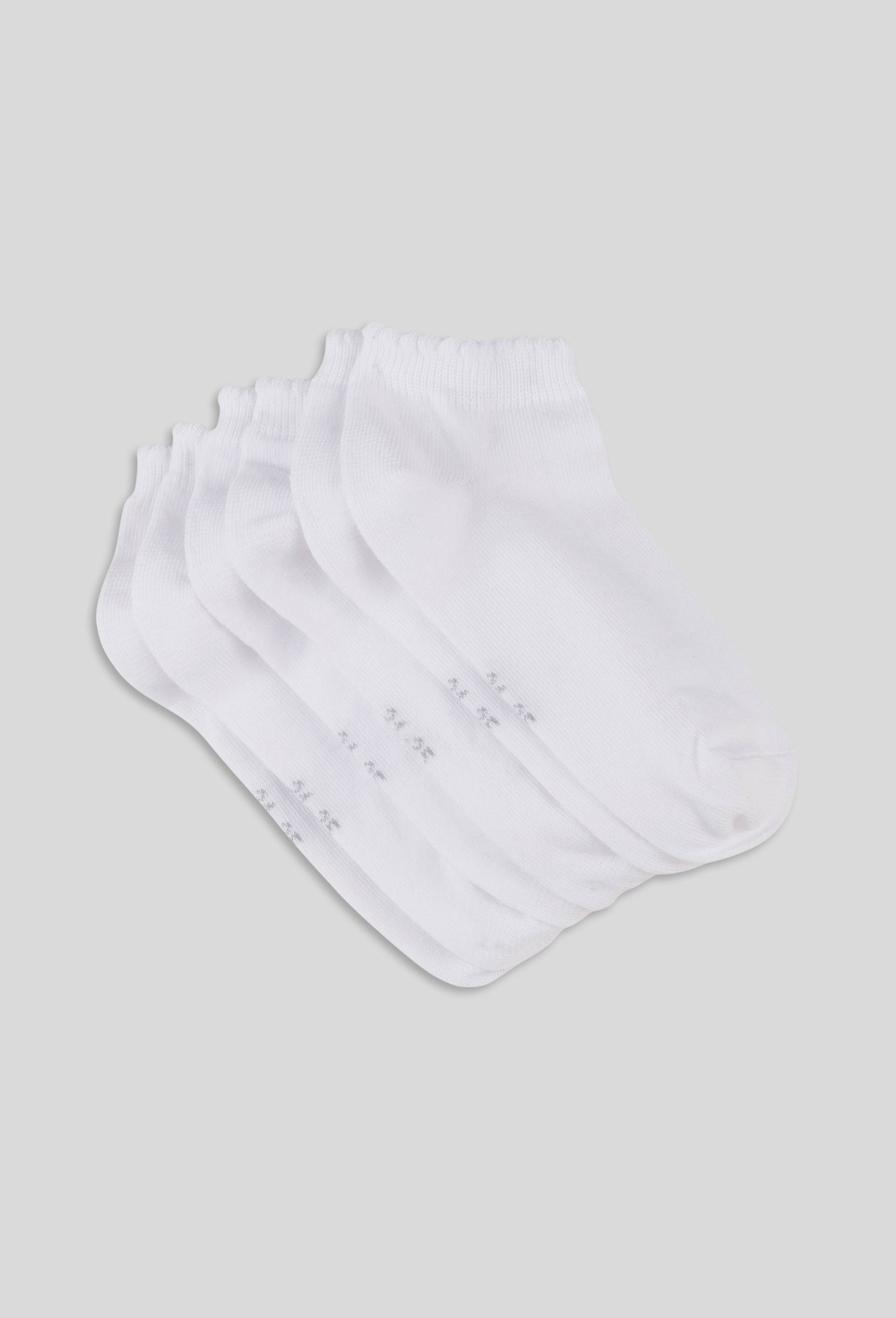 Lot de 3 paires de socquettes à bord cocotte contenant du coton BIO, Blanc, swatch image
