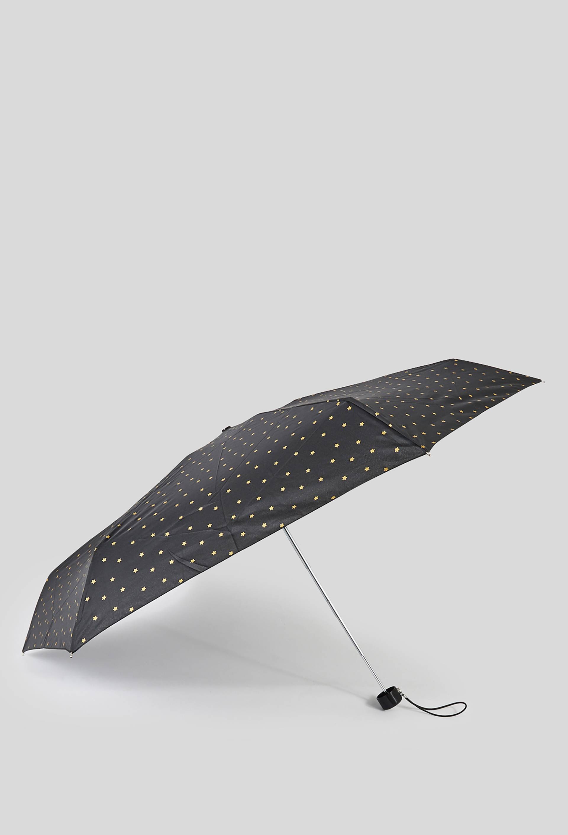 Parapluie manuel mini format imprim&eacute;, Noir, large image number 0
