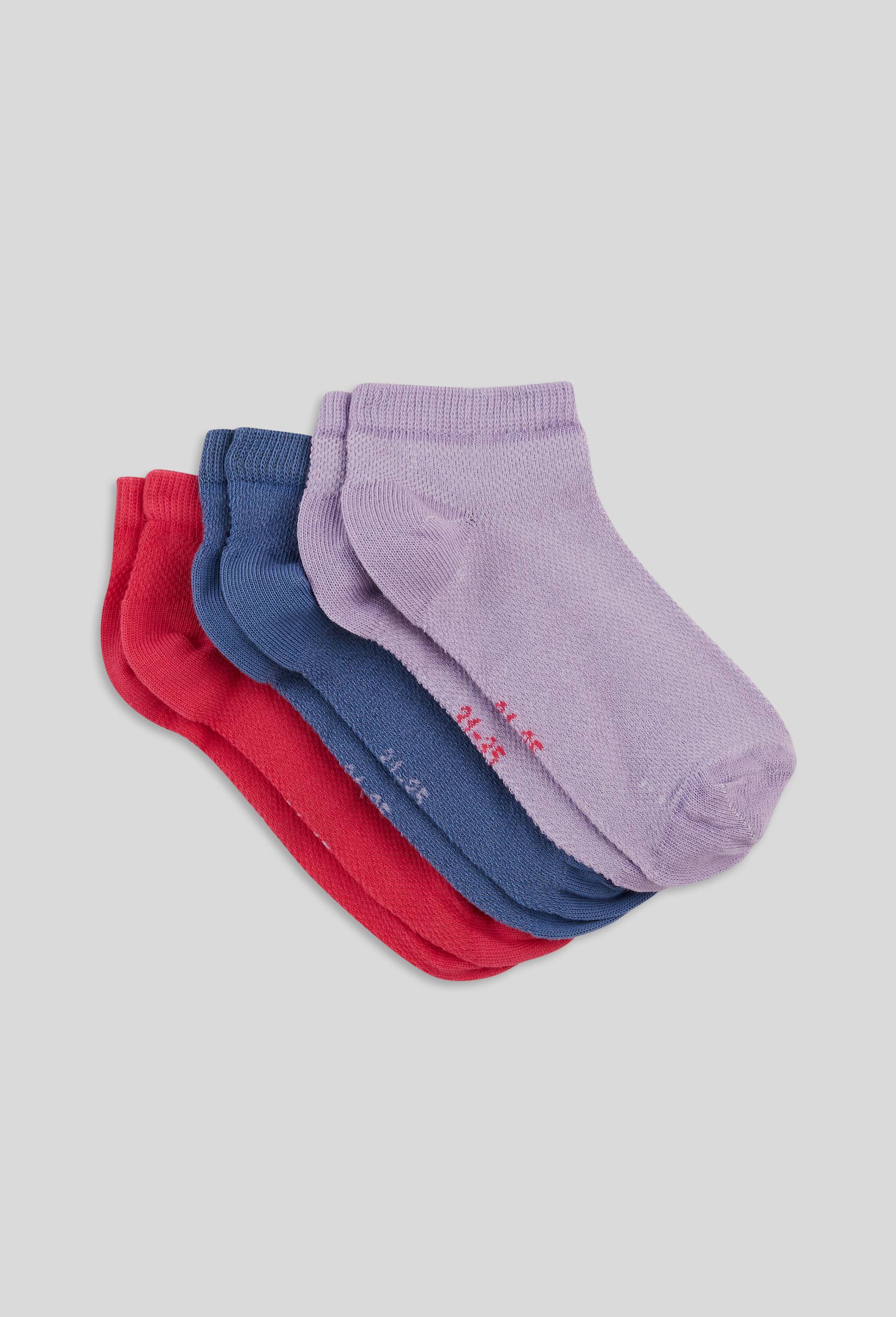 Lot de 3 paires de socquettes unies contenant du coton BIO, Rose foncé, swatch image