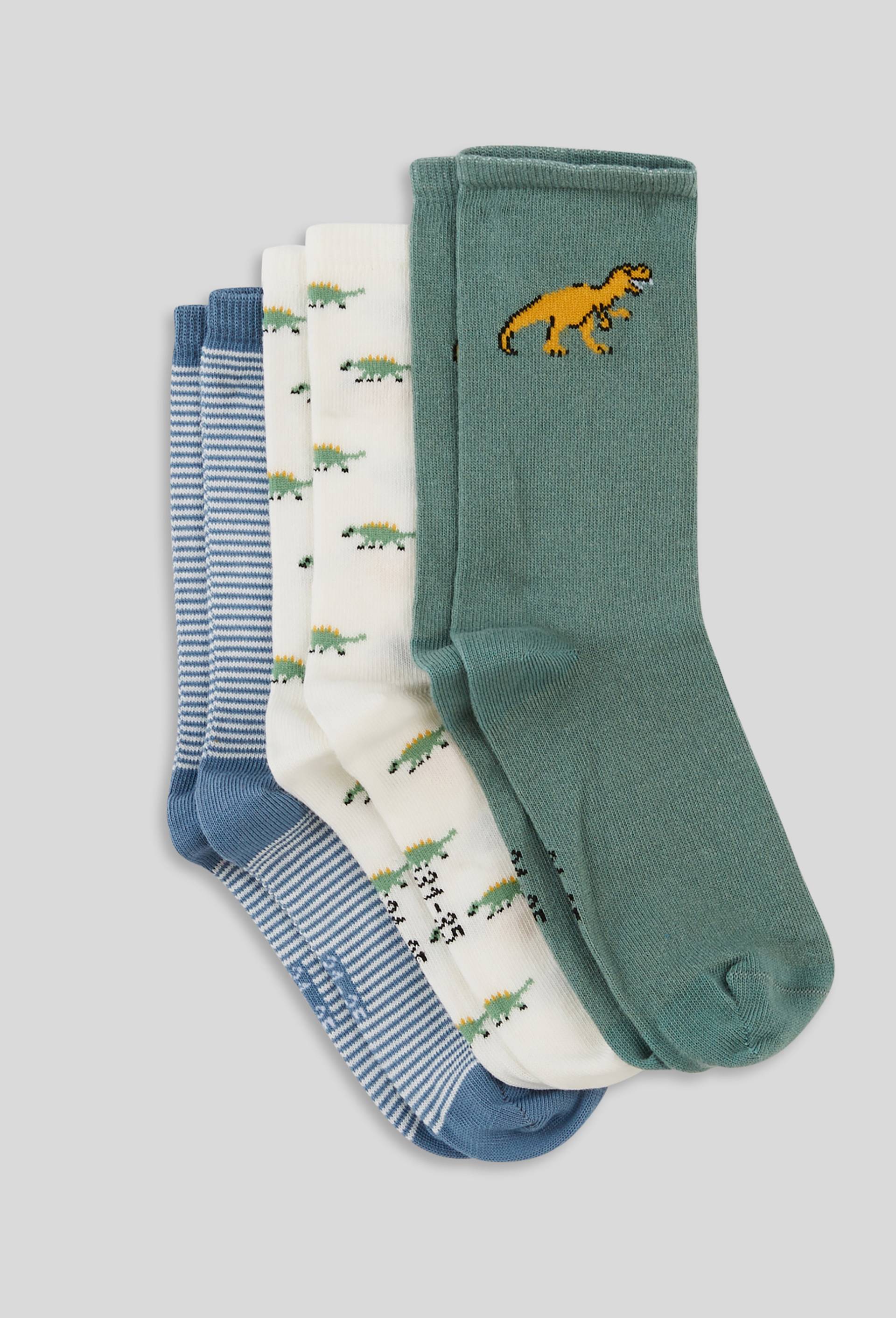 Lot de 3 paires de chaussettes &agrave; motifs contenant du coton BIO, Vert fonc&eacute;, large image number 0