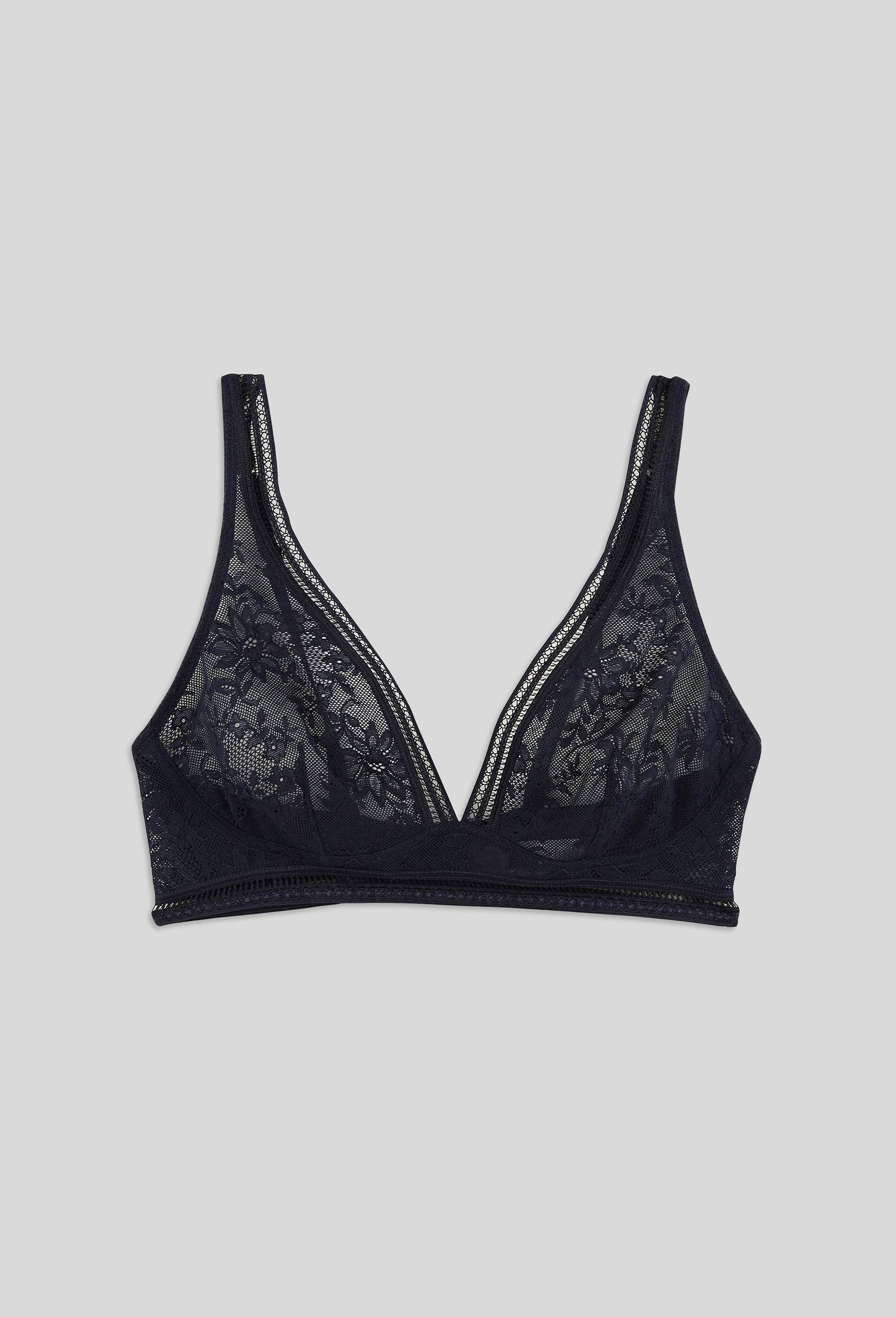 Soutien gorge sans armatures en dentelle Maison Lejaby, Bleu fonc&eacute;, swatch image