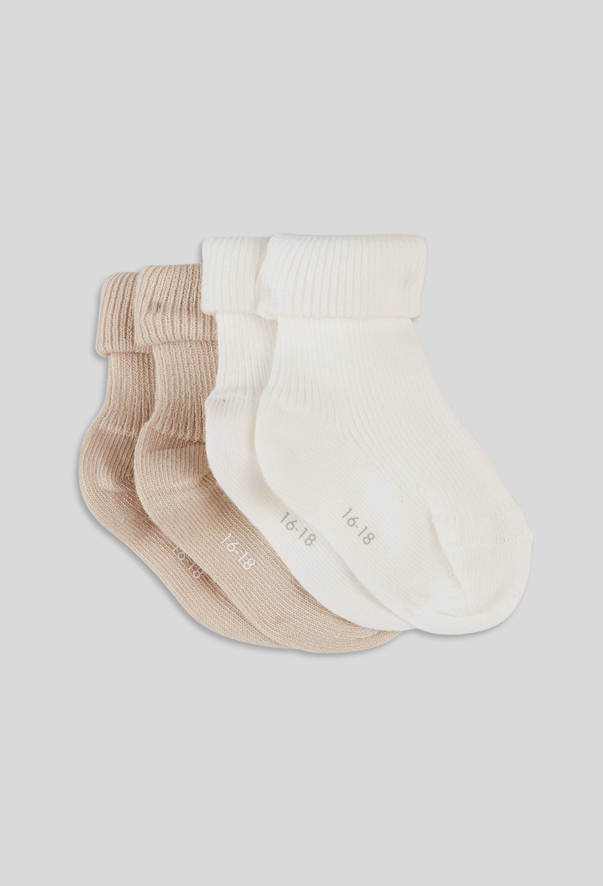 Lot de 2 paires de chaussettes &agrave; revers contenant du coton BIO, Brun clair, large image number 0