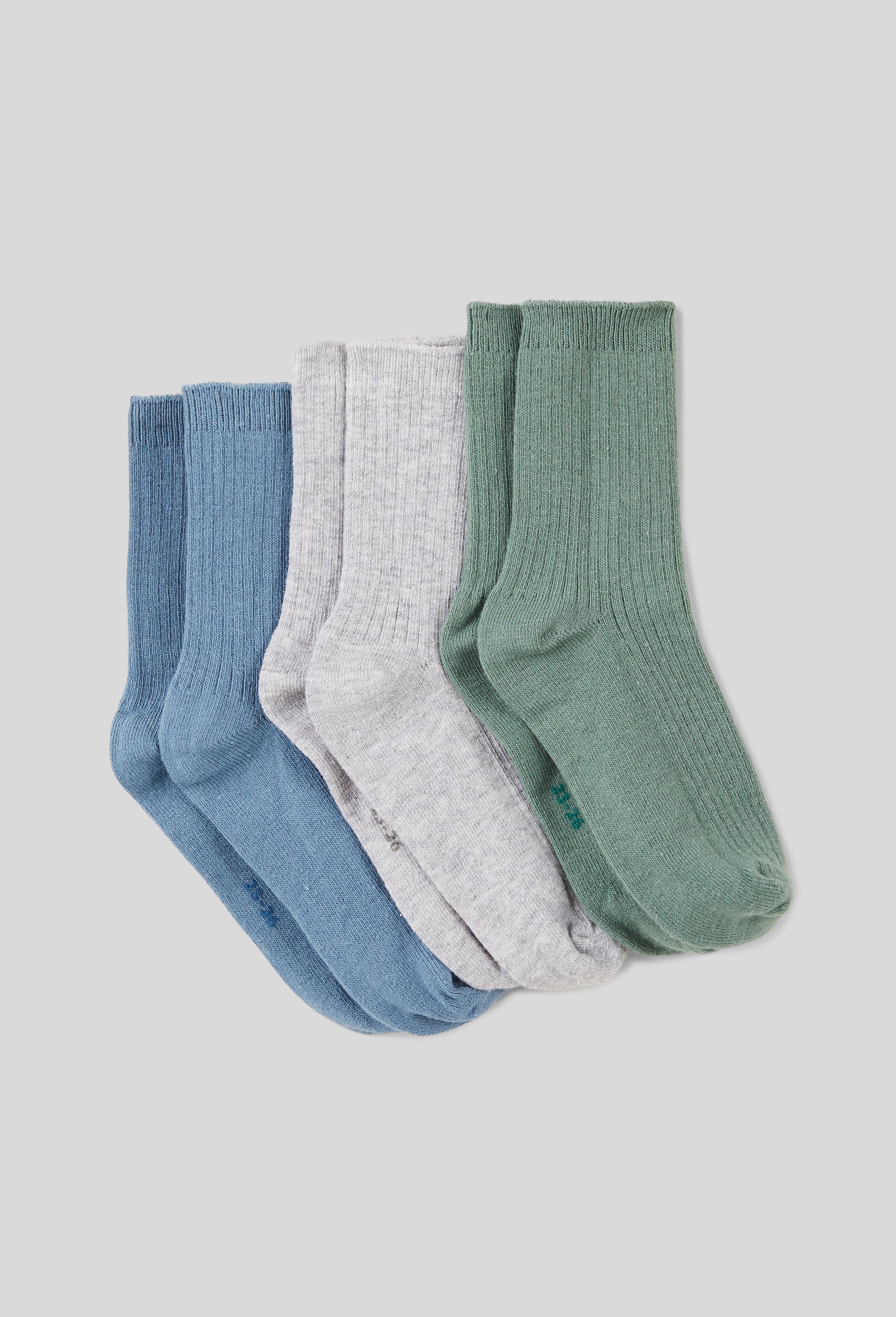 Lot de 3 paires de chaussettes unis contenant du coton BIO GOTS, Vert fonc&eacute;, large image number 0