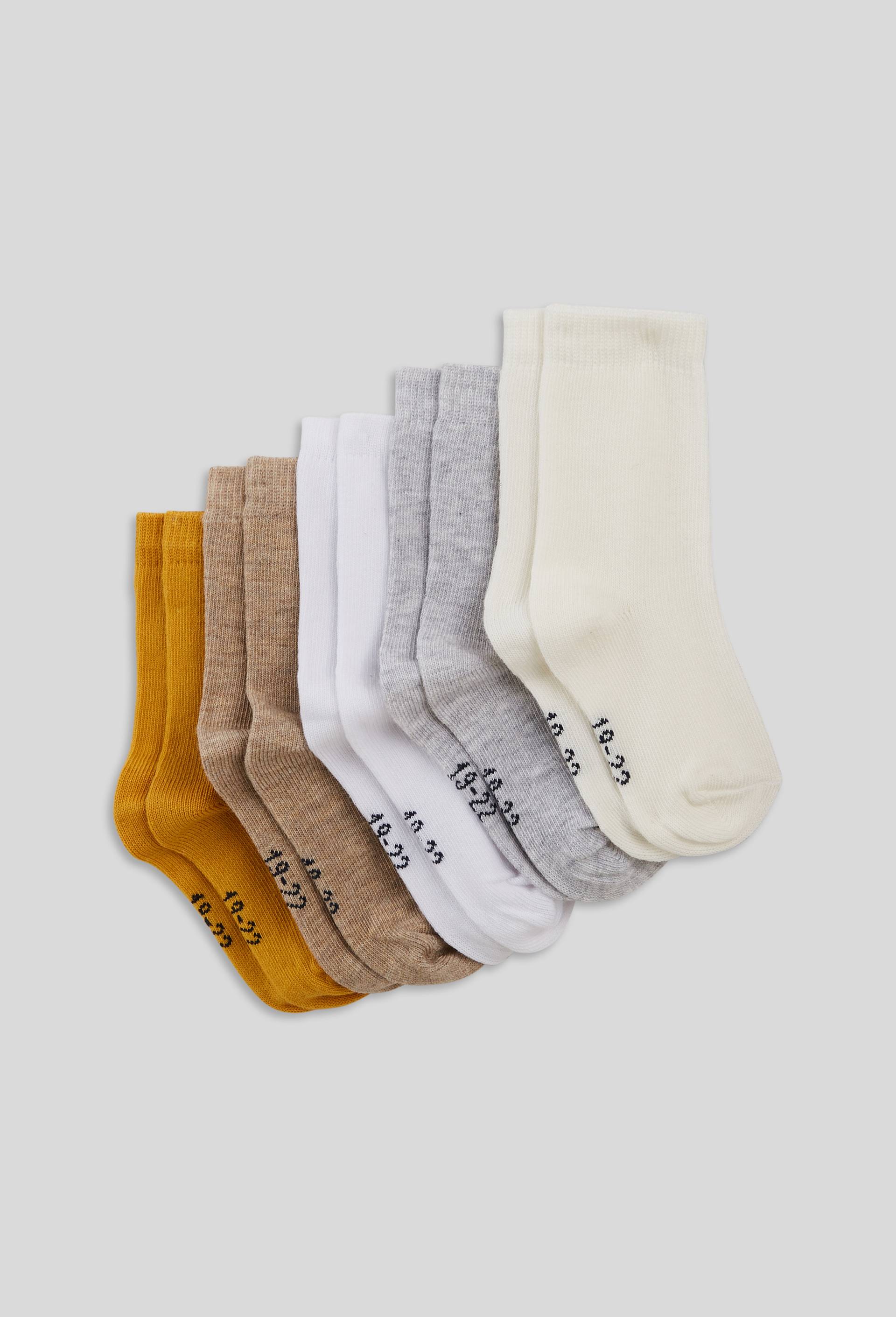 Lot de 5 paires de chaussettes unies contenant du coton BIO, Jaune, large image number 0