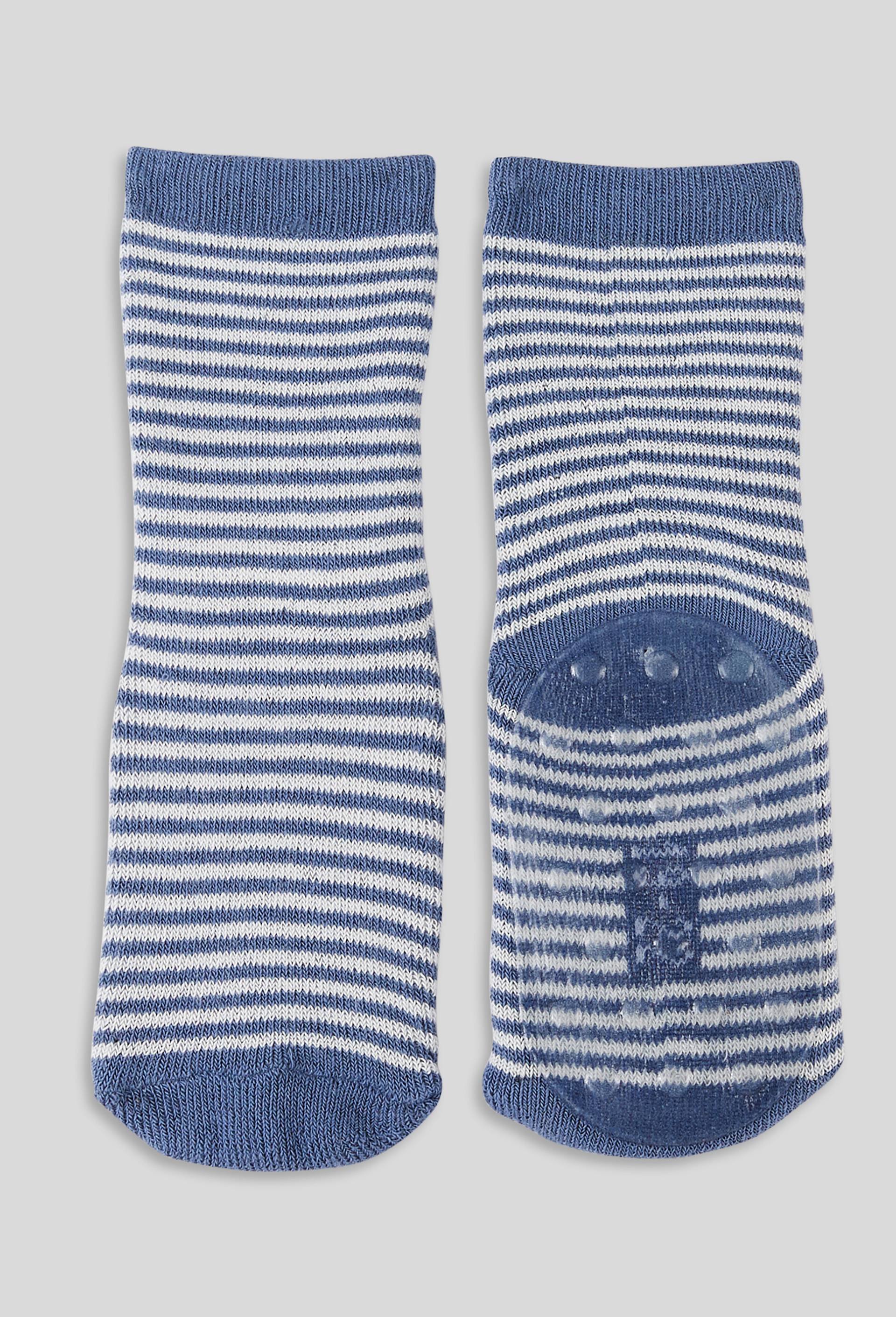 Paire de chaussettes antidérapantes contenant du coton BIO, certifié OEKO-TEX, Bleu, large image number 1