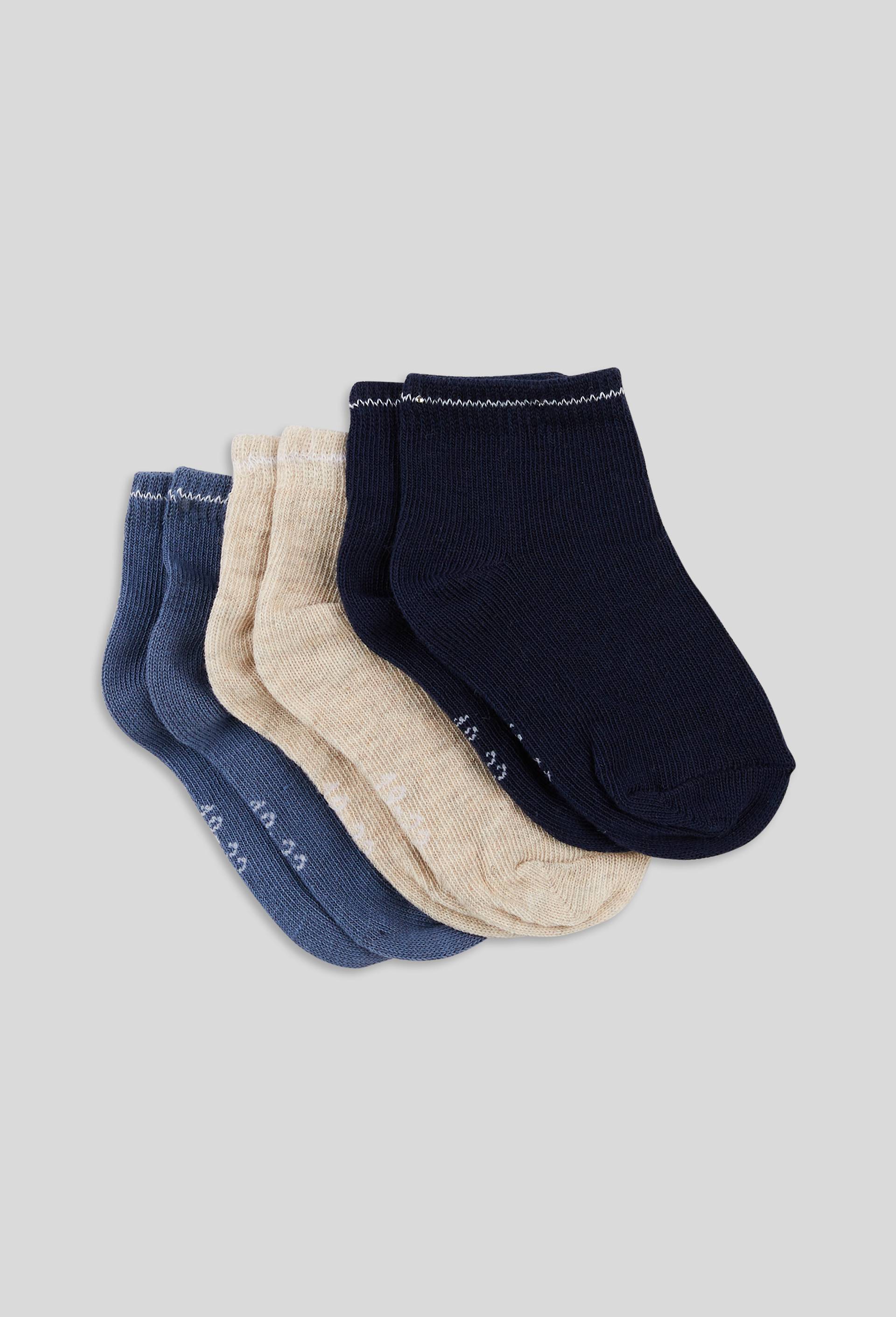 Lot de 3 paires de socquettes unis contenant du coton BIO GOTS, Bleu fonc&eacute;, large image number 0
