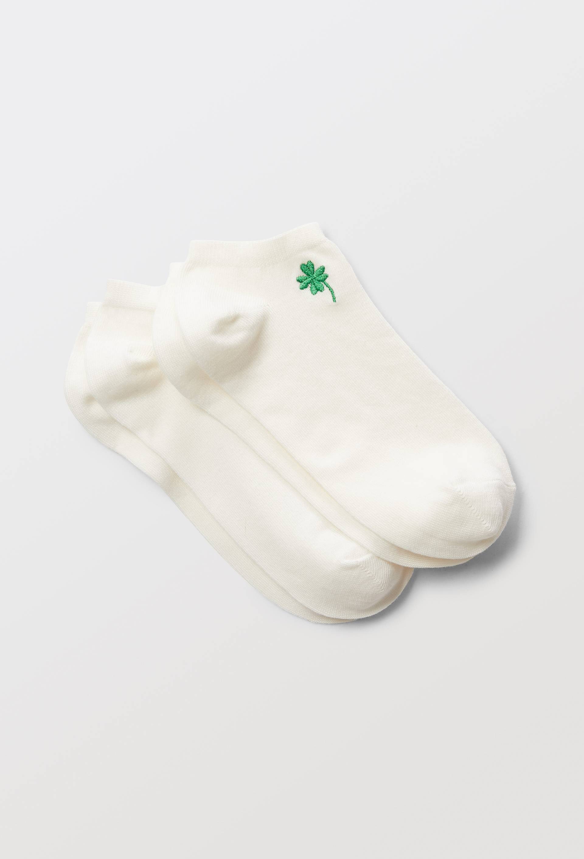 Lot de 2 paires de mini-socquettes fantaisie avec broderie en coton, Blanc, large image number 0