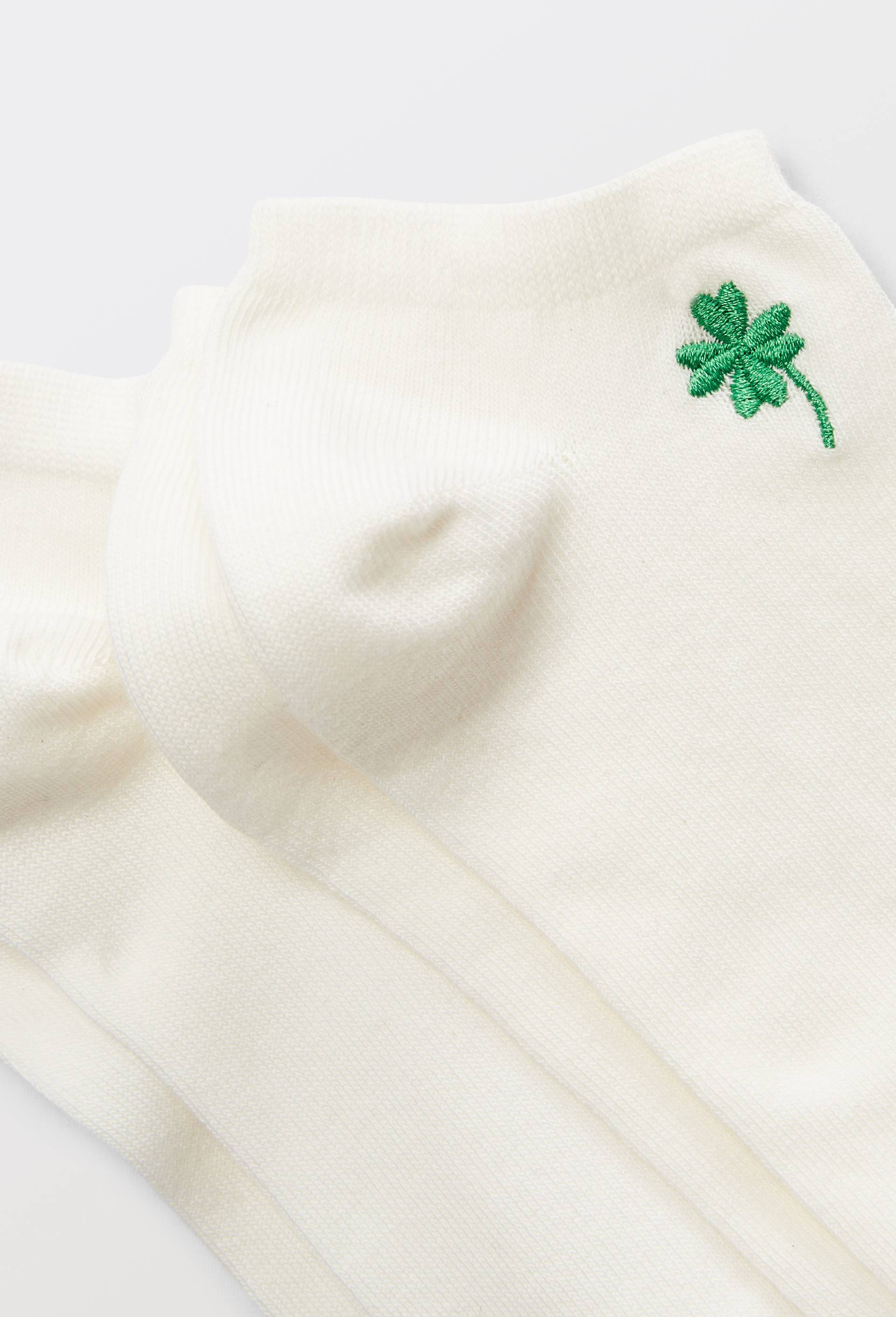 Lot de 2 paires de mini-socquettes fantaisie avec broderie en coton, Blanc, large image number 1