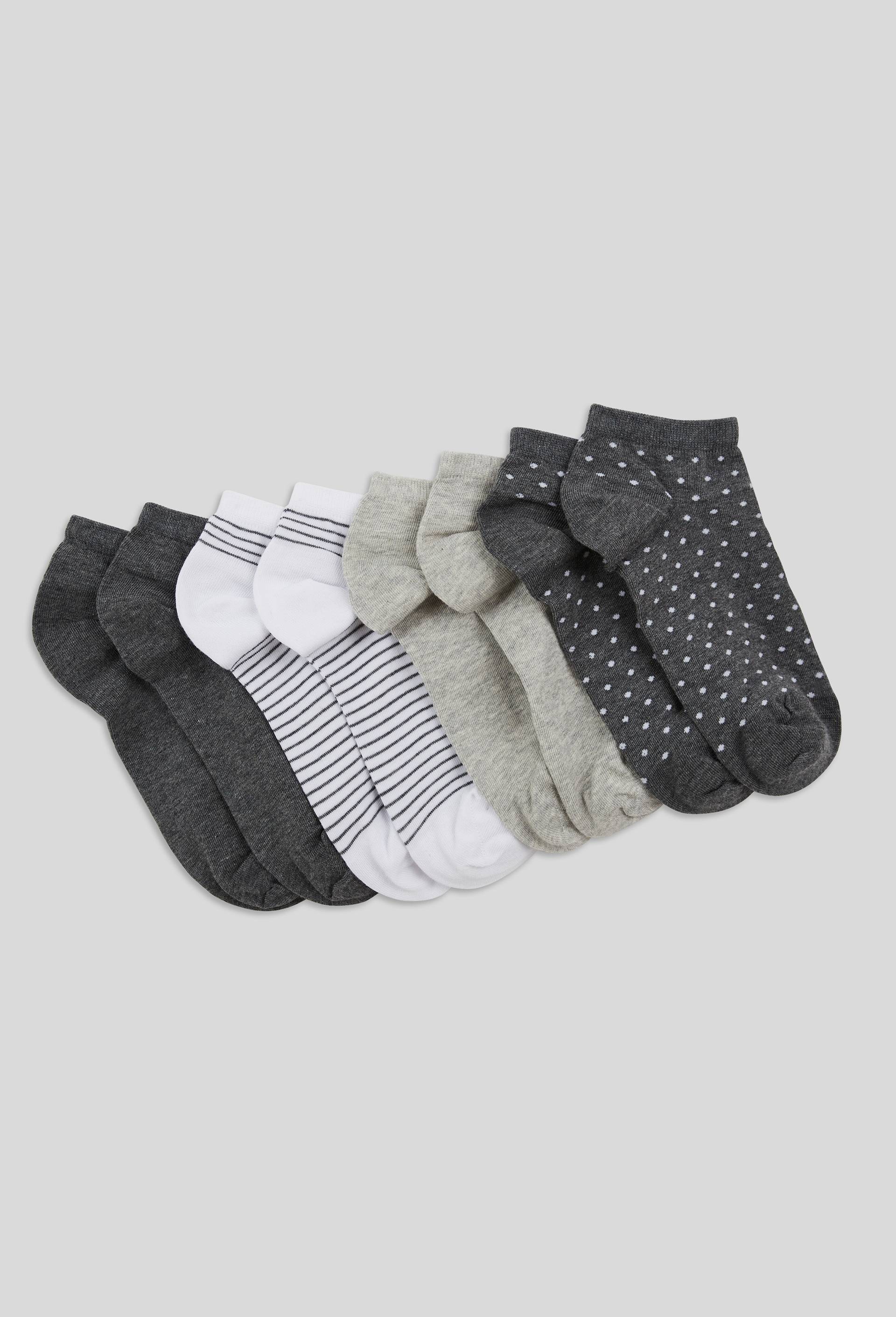 Lot de 4 paires de mini-socquettes fantaisie &agrave; pois en coton, Gris, large image number 0