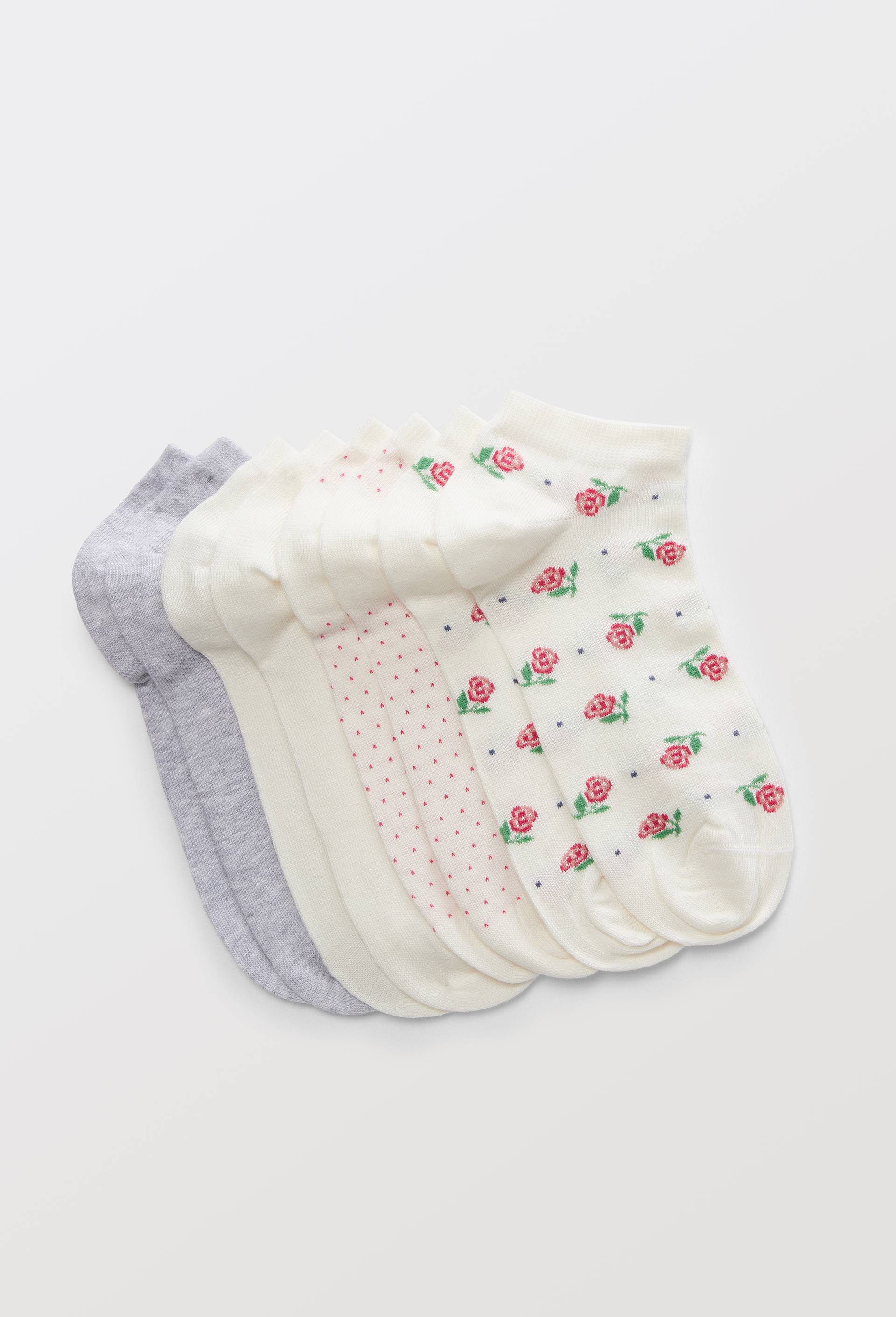 Lot de 4 paires de mini-socquettes fantaisie en coton, Rose, swatch image