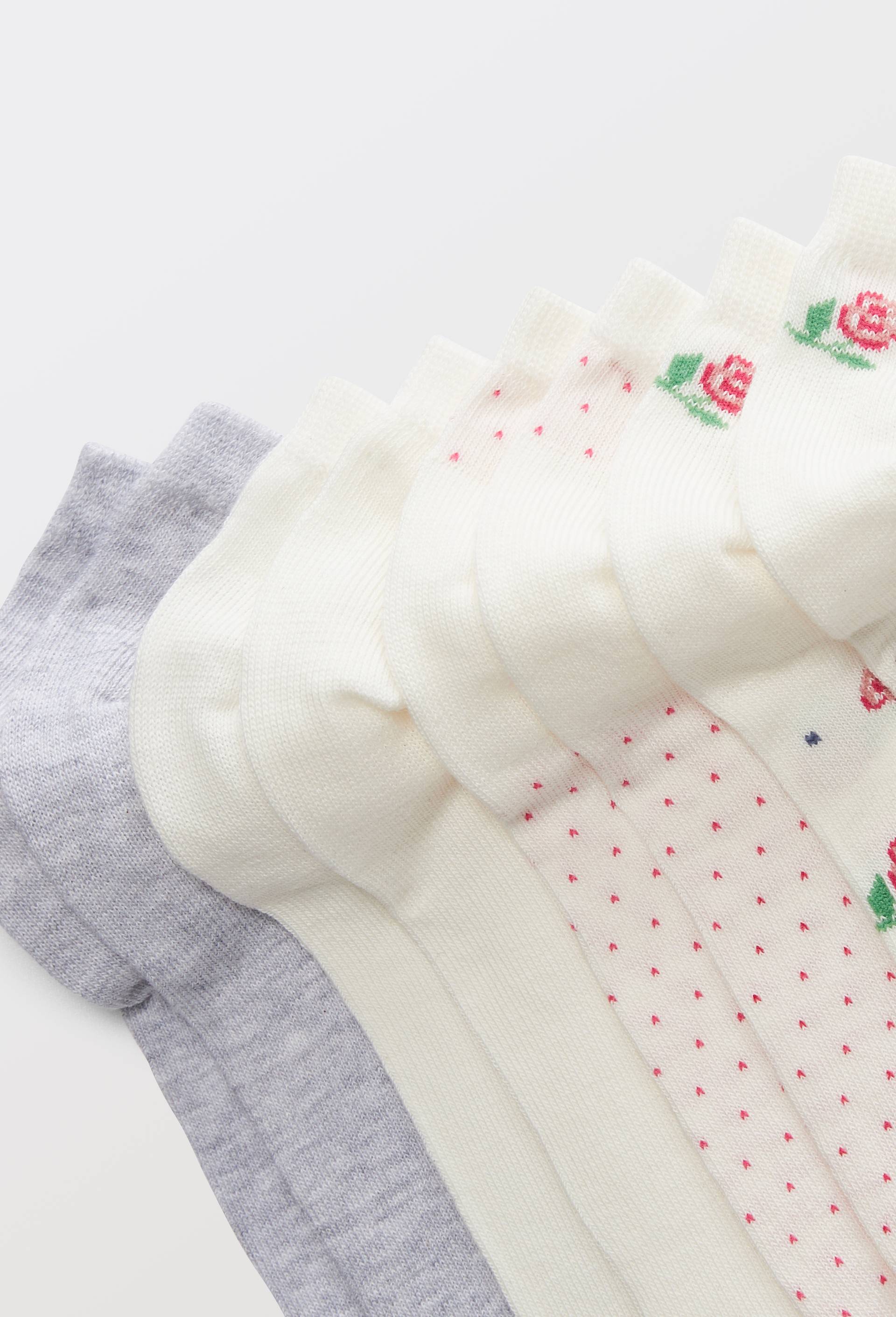 Lot de 4 paires de mini-socquettes fantaisie en coton, Rose, large image number 1
