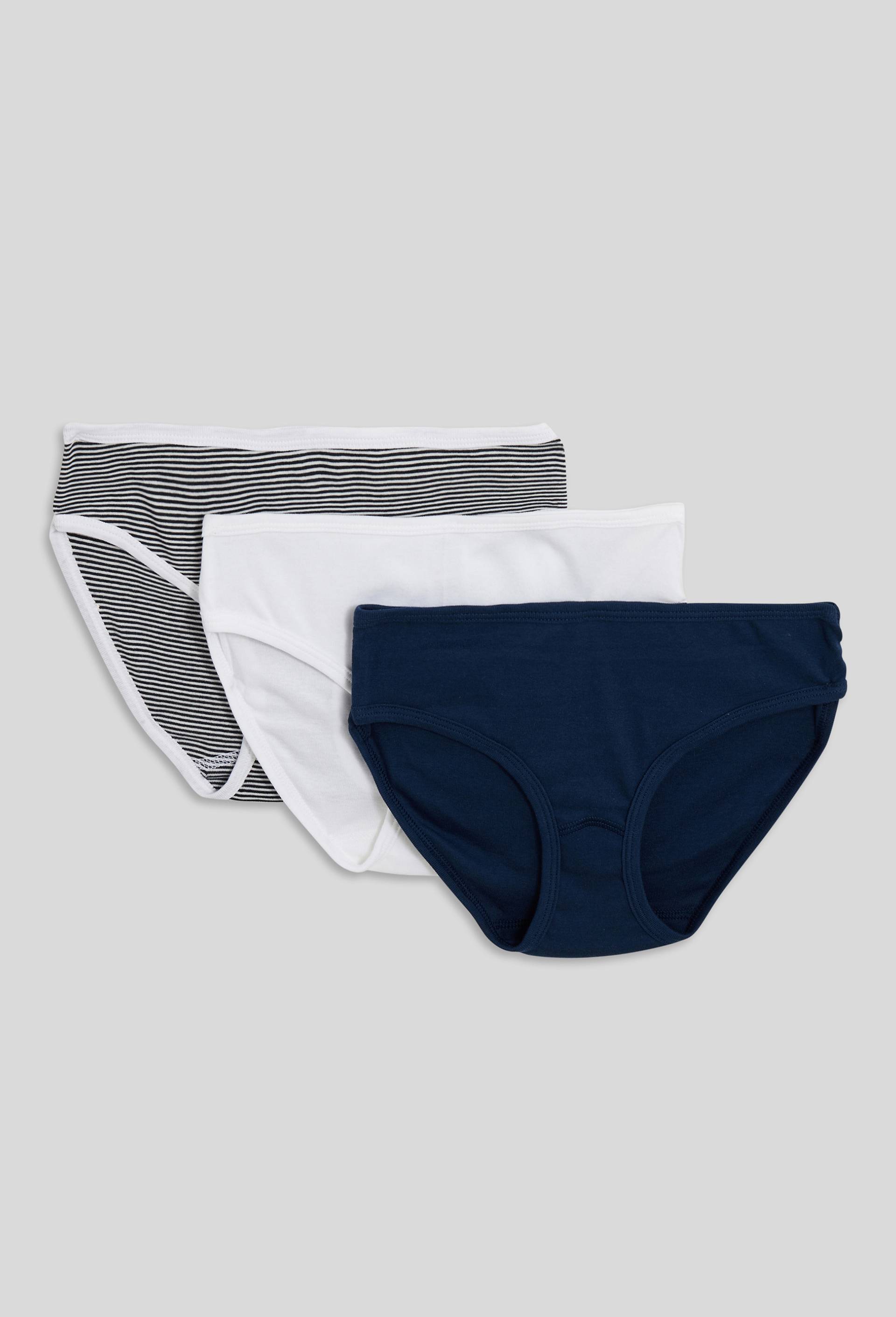 Lot de 3 culottes midi en coton BIO Petit Bateau, certifi&eacute; OEKO-TEX, Bleu fonc&eacute;, large image number 0