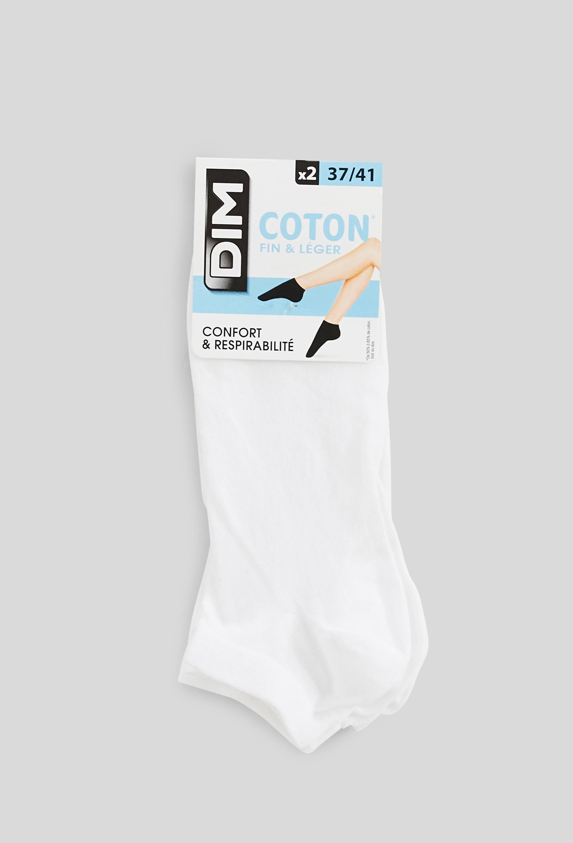 Lot de 2 mini-socquettes en coton DIM, Blanc, large image number 0