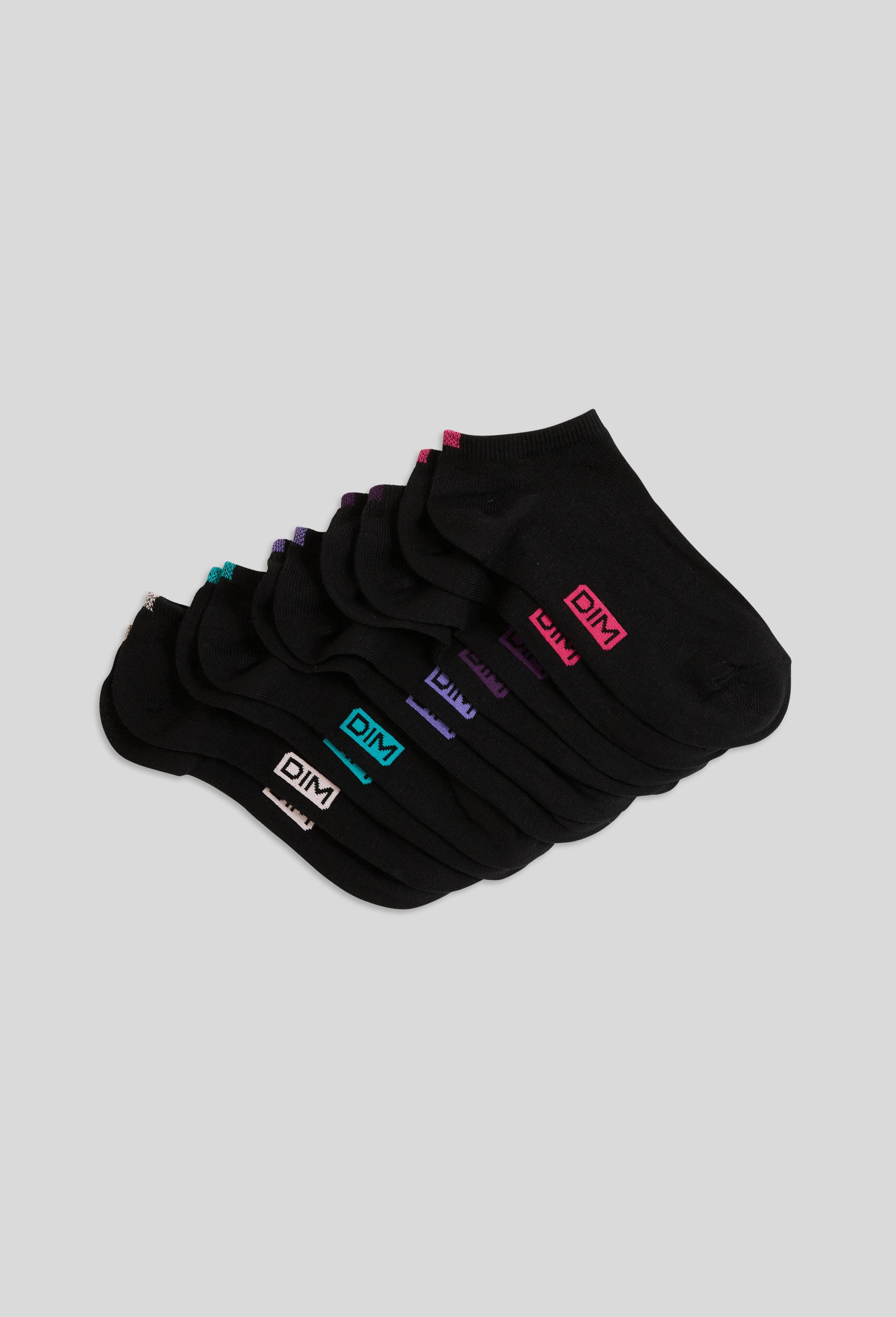 Lot de 5 paires de mini-socquettes en coton DIM, Noir, large image number 1