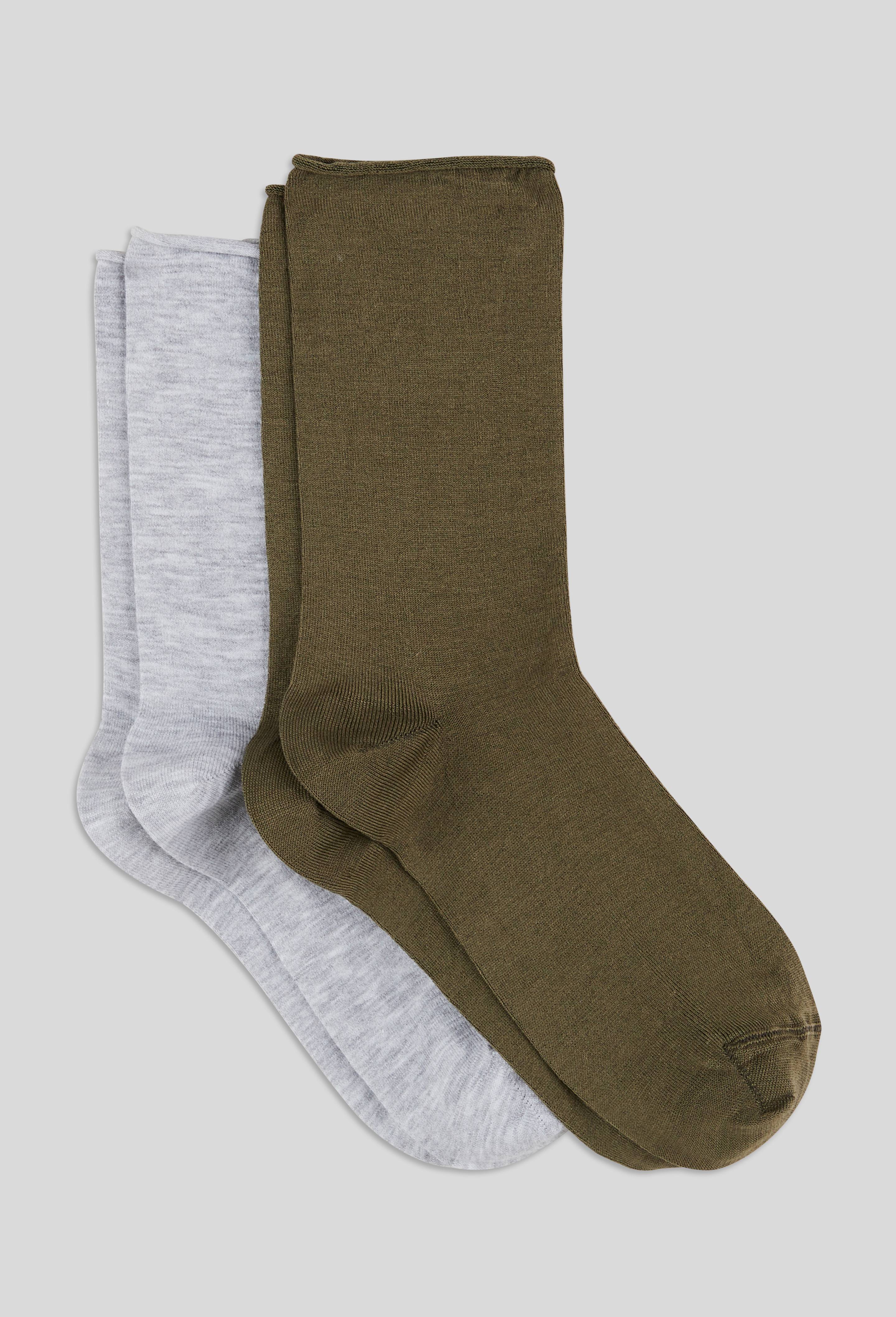Lot de 2 paires de chaussettes en fil d'&eacute;cosse, Vert fonc&eacute;, large image number 0