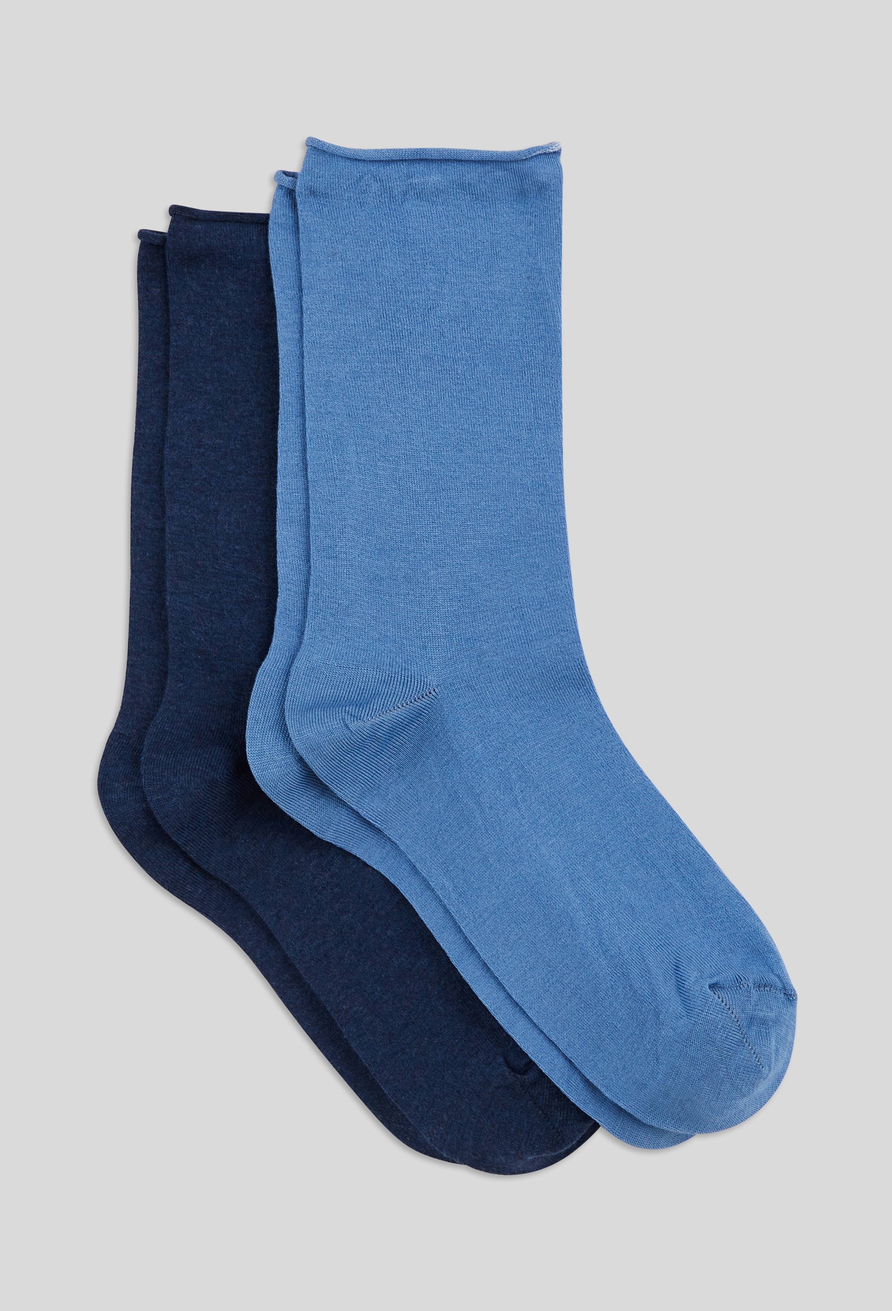 Lot de 2 paires de chaussettes en fil d'&eacute;cosse, Bleu fonc&eacute;, large image number 0