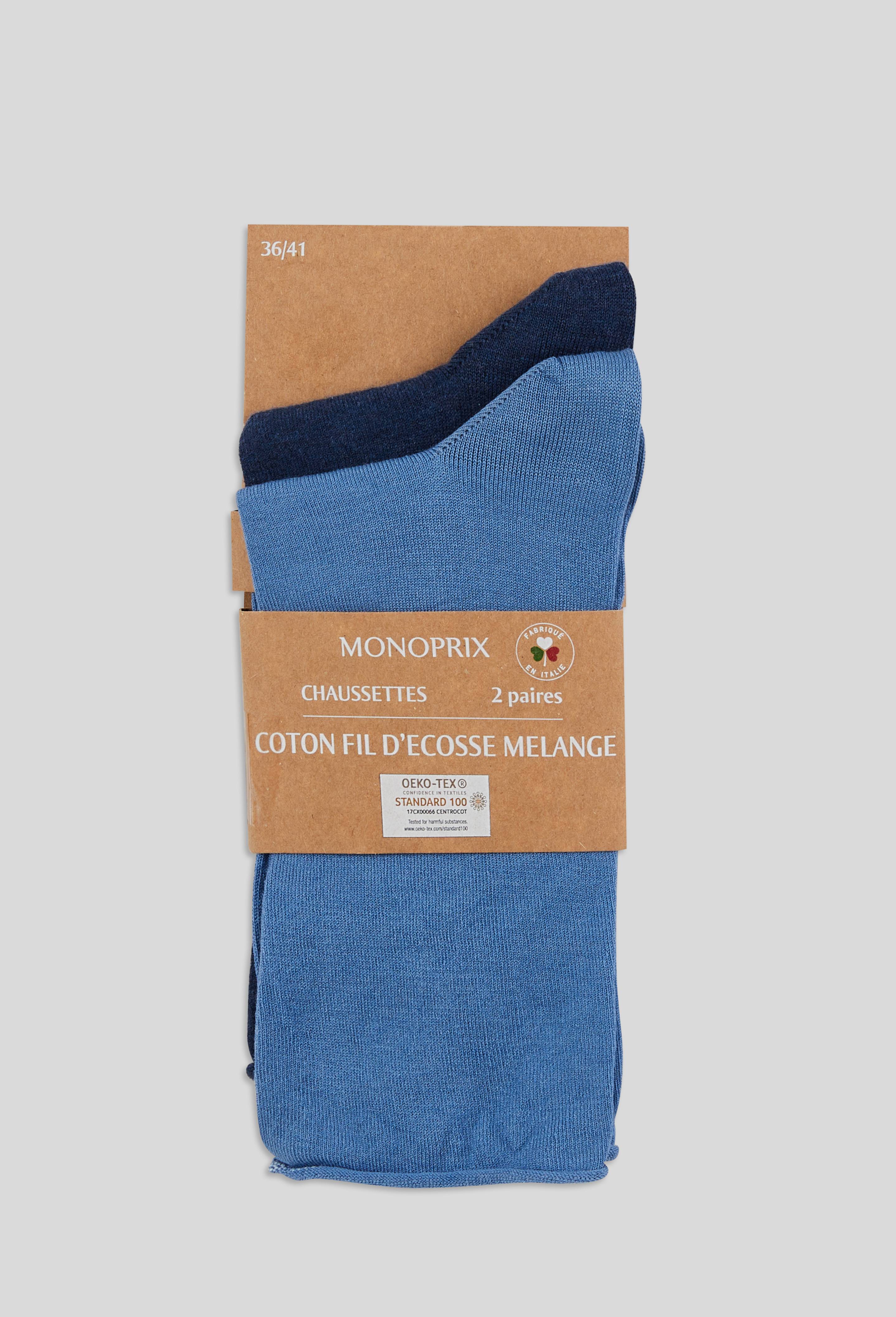 Lot de 2 paires de chaussettes en fil d'&eacute;cosse, Bleu fonc&eacute;, large image number 1.0