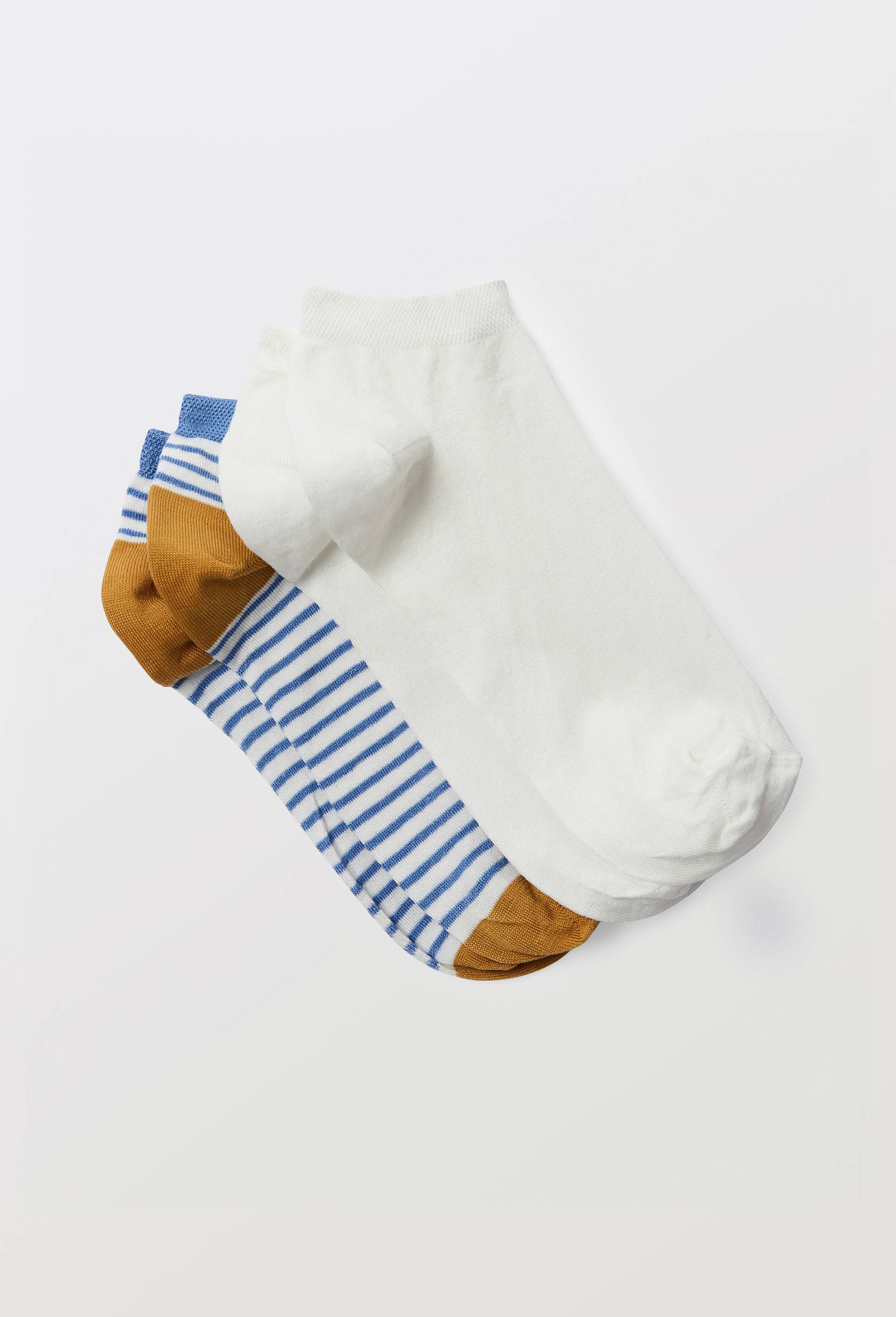 Lot de 2 paires de mini-socquettes fantaisie &agrave; rayures en fil d'&eacute;cosse, Bleu, swatch image