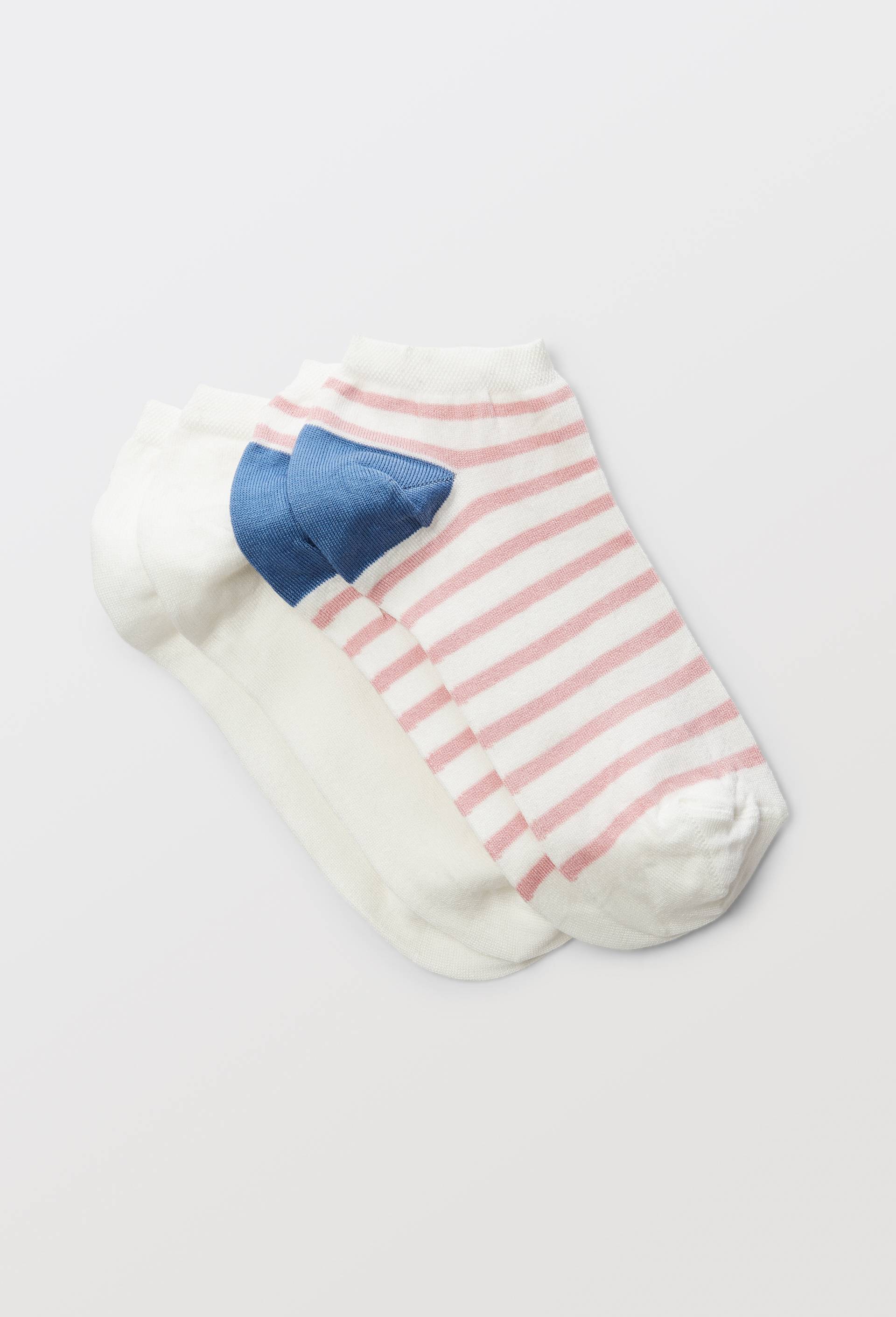 Lot de 2 paires de mini-socquettes fantaisie à rayures en fil d'écosse, Rose, swatch image